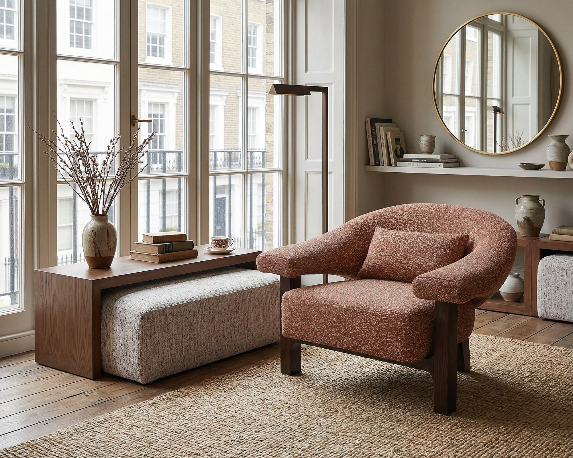 Riviera Occasional Chair - Capella Clay | Dark Brown Solid Wood