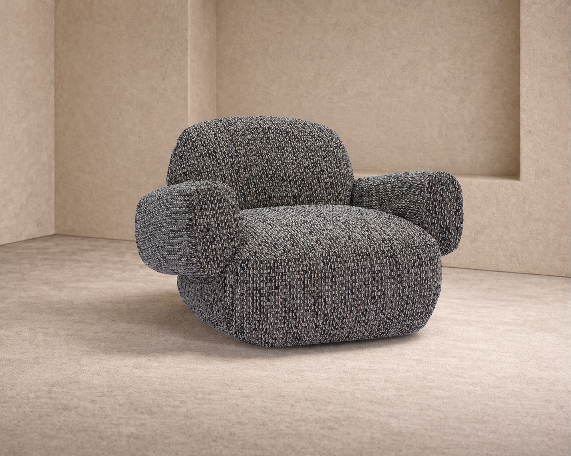 Bolton Swivel Occasional Chair - Tetru Terra | Matt Black Metal