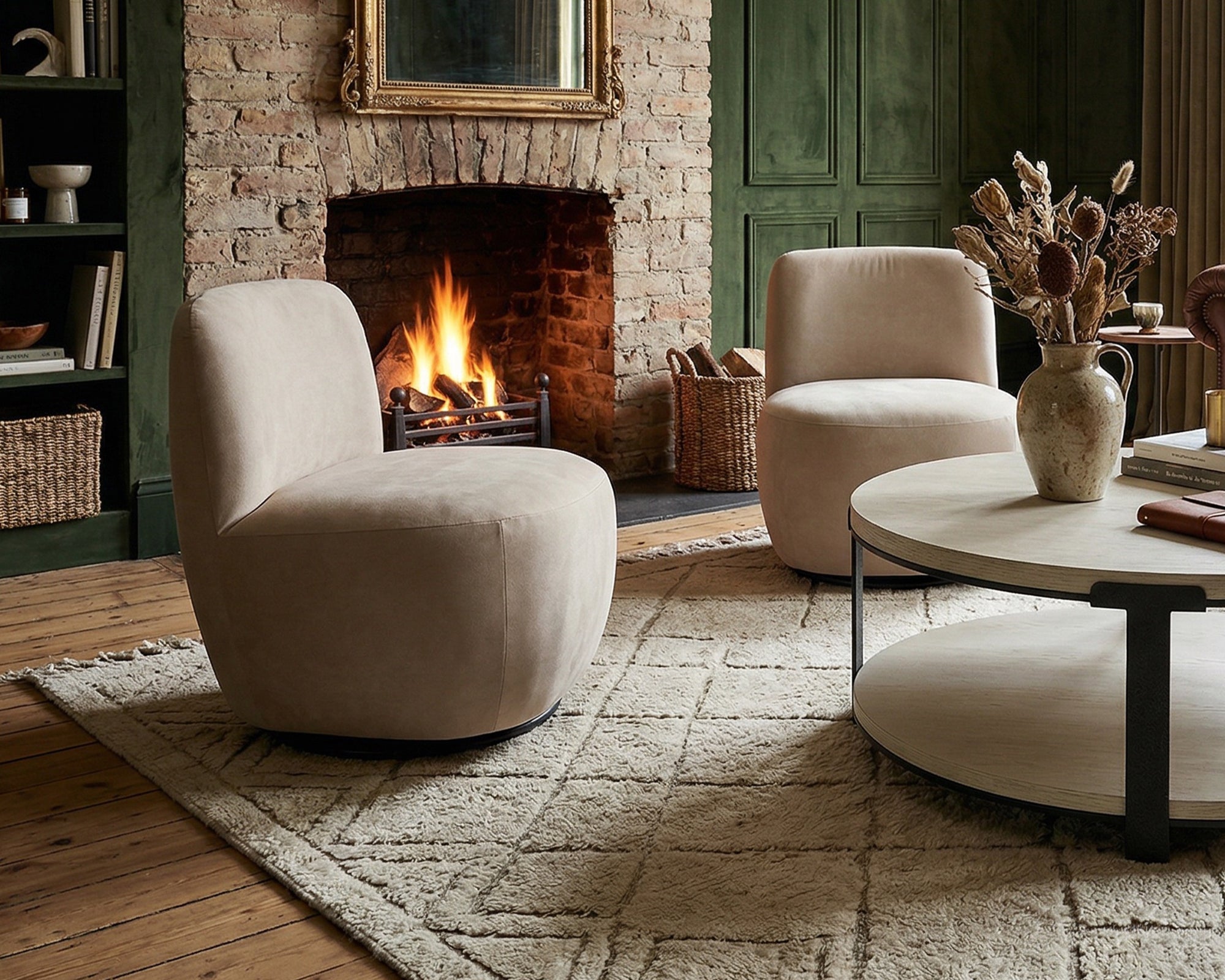 Hopper Swivel Occasional Chair - Hopper Desert | Matt Black Metal