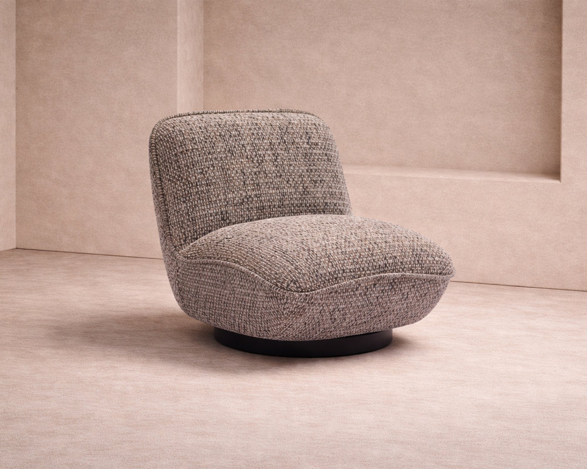 Algar Swivel Occasional Chair - Tetru Terra | Matt Black Metal