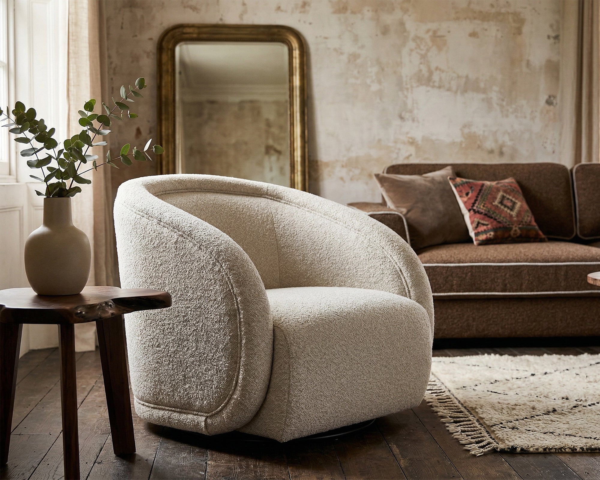 Alice Swivel Occasional Chair - Capella Sand | Matt Black Metal