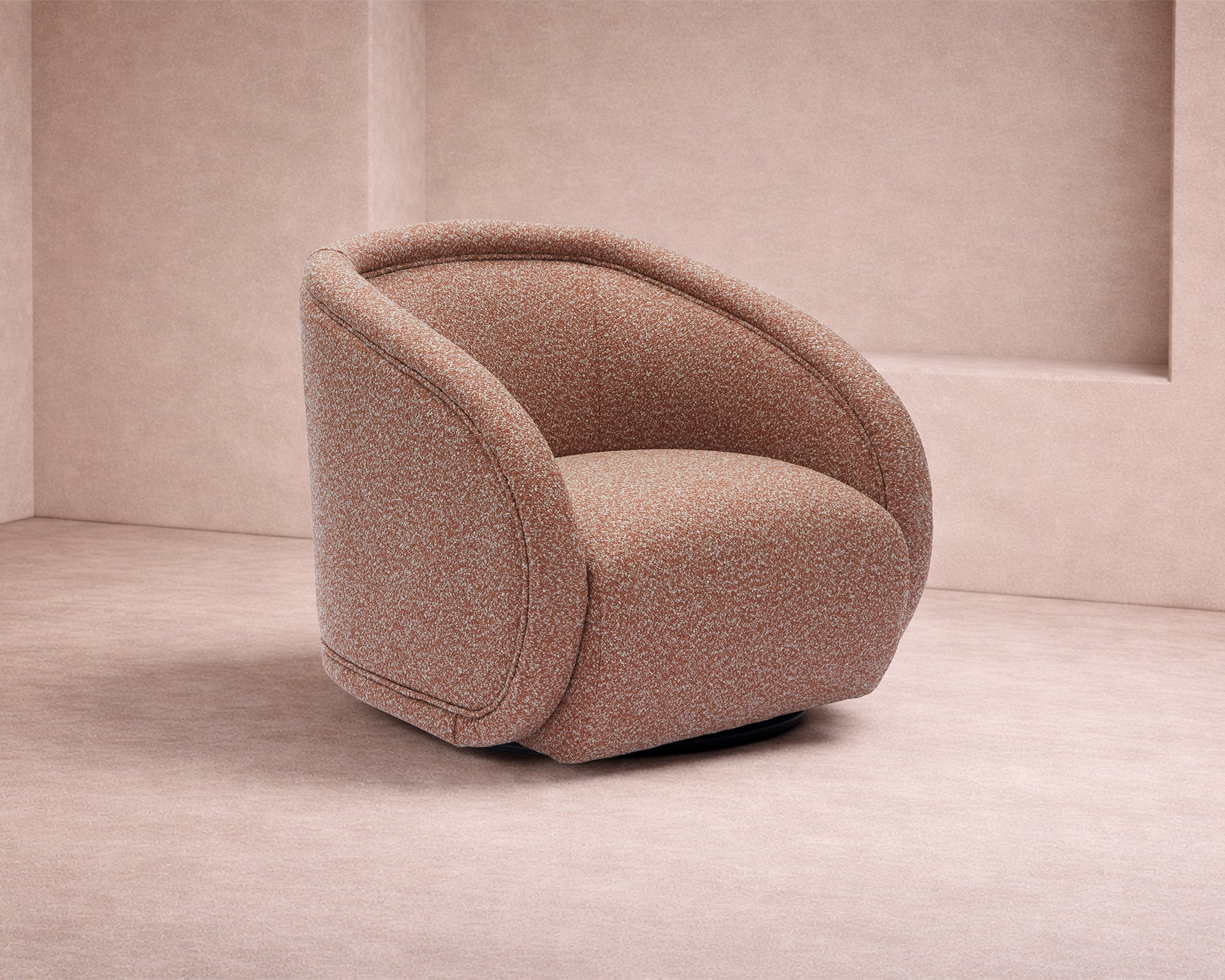 Alice Swivel Occasional Chair - Capela Clay | Matt Black Metal