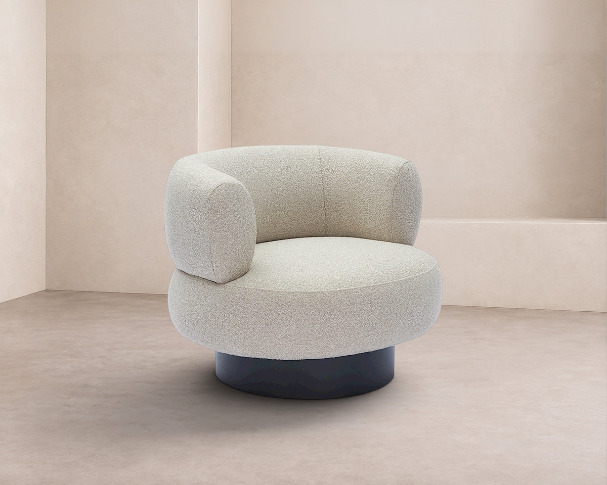 Redeo Swivel Occasional Chair - Capella Sand | Matt Black Metal