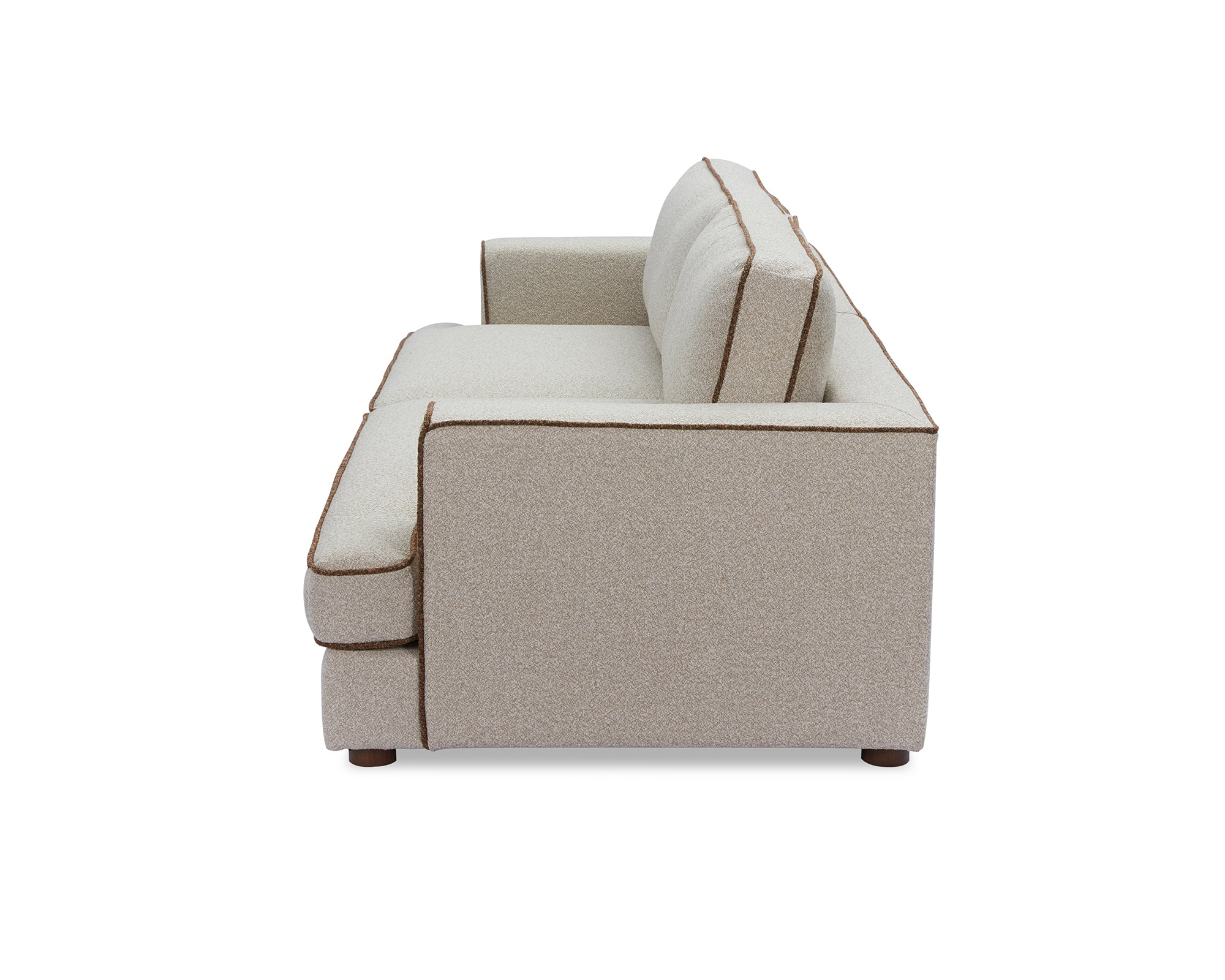 Cameron Sofa - Capella Sand with Capella Fennel Seed Piping | Dark Brown Solid Wood
