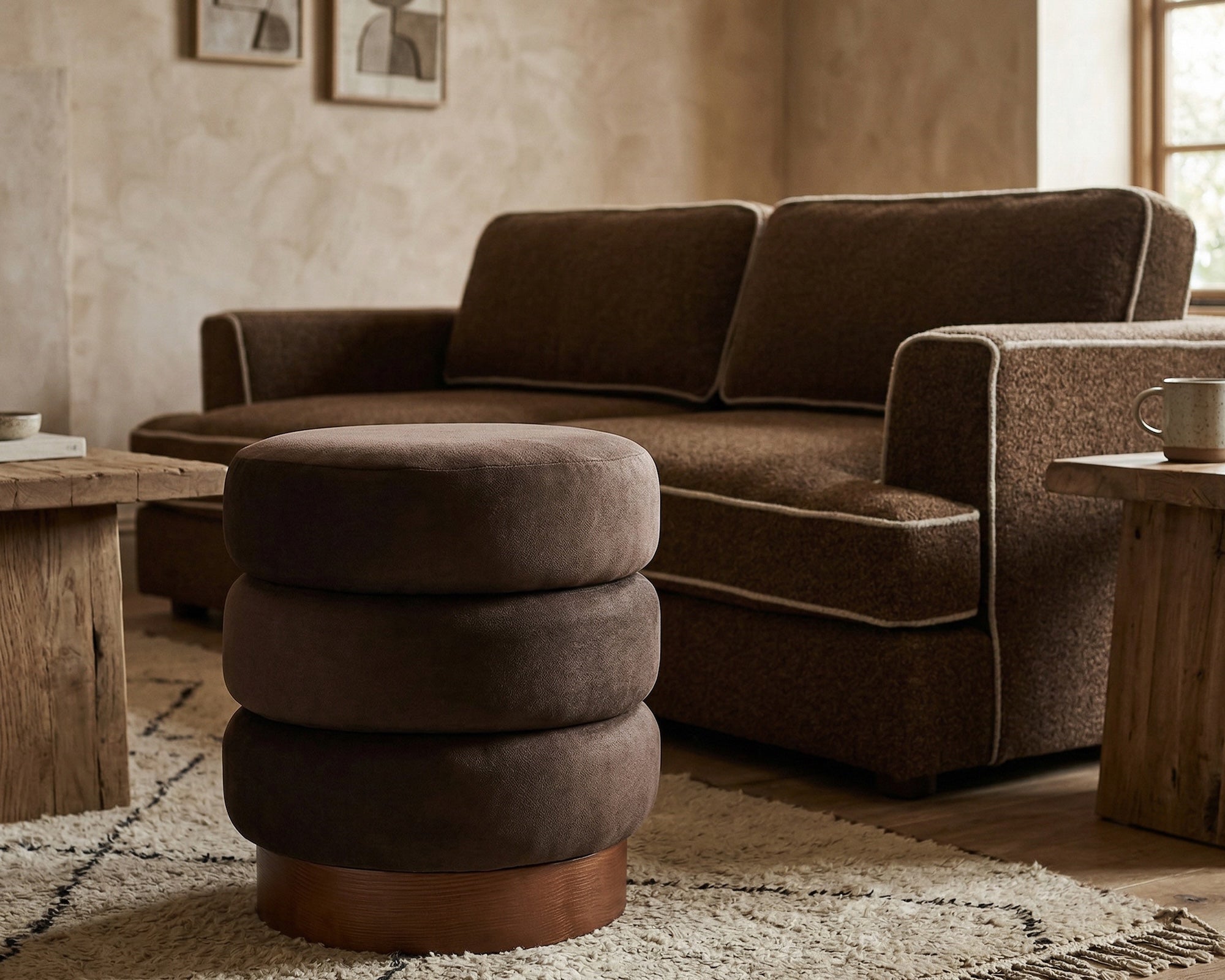 Trace Footstool - Hopper Terra | Mid Brown Oak Solid Wood
