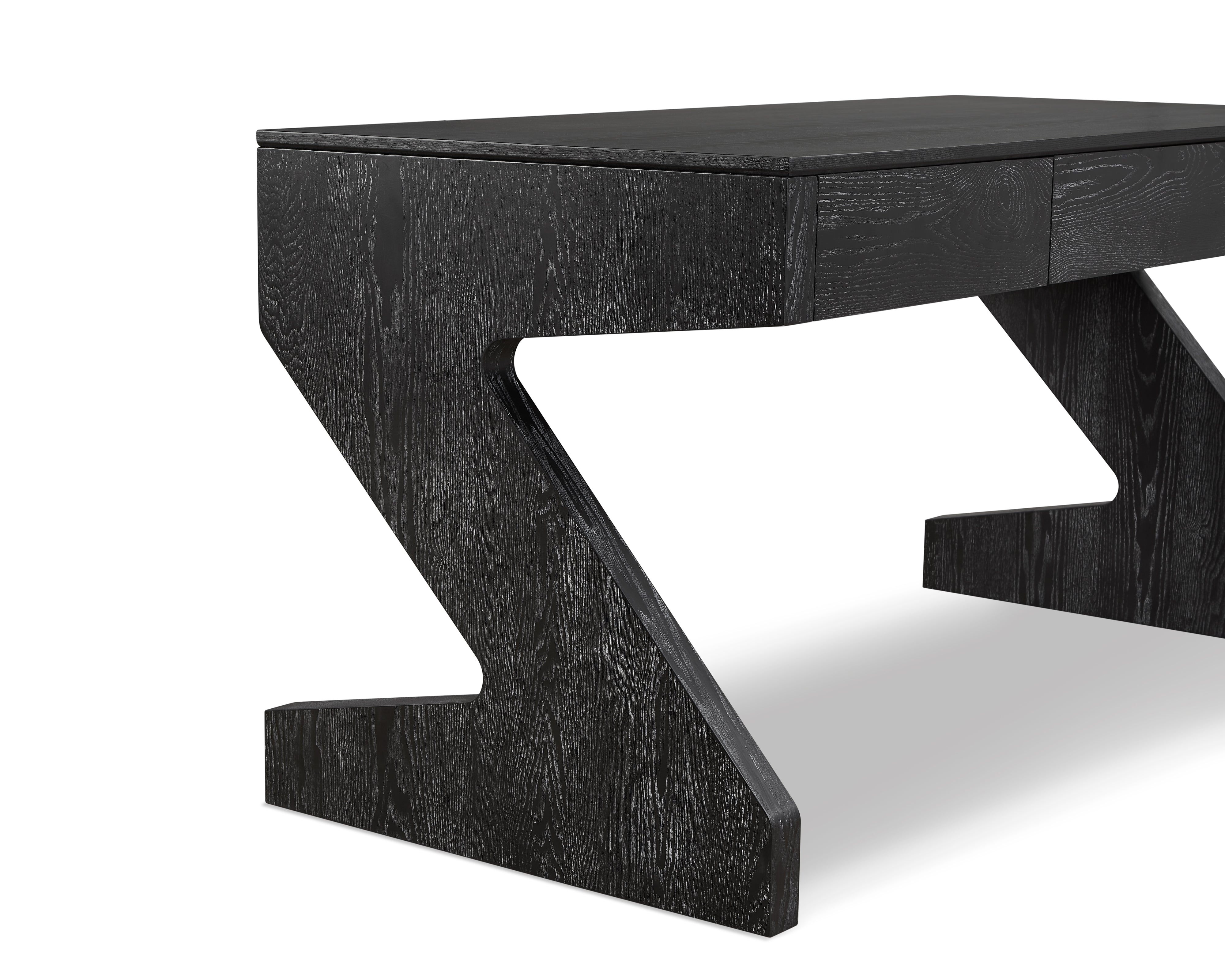 Zeta Desk - Matt Black Ash Veneer