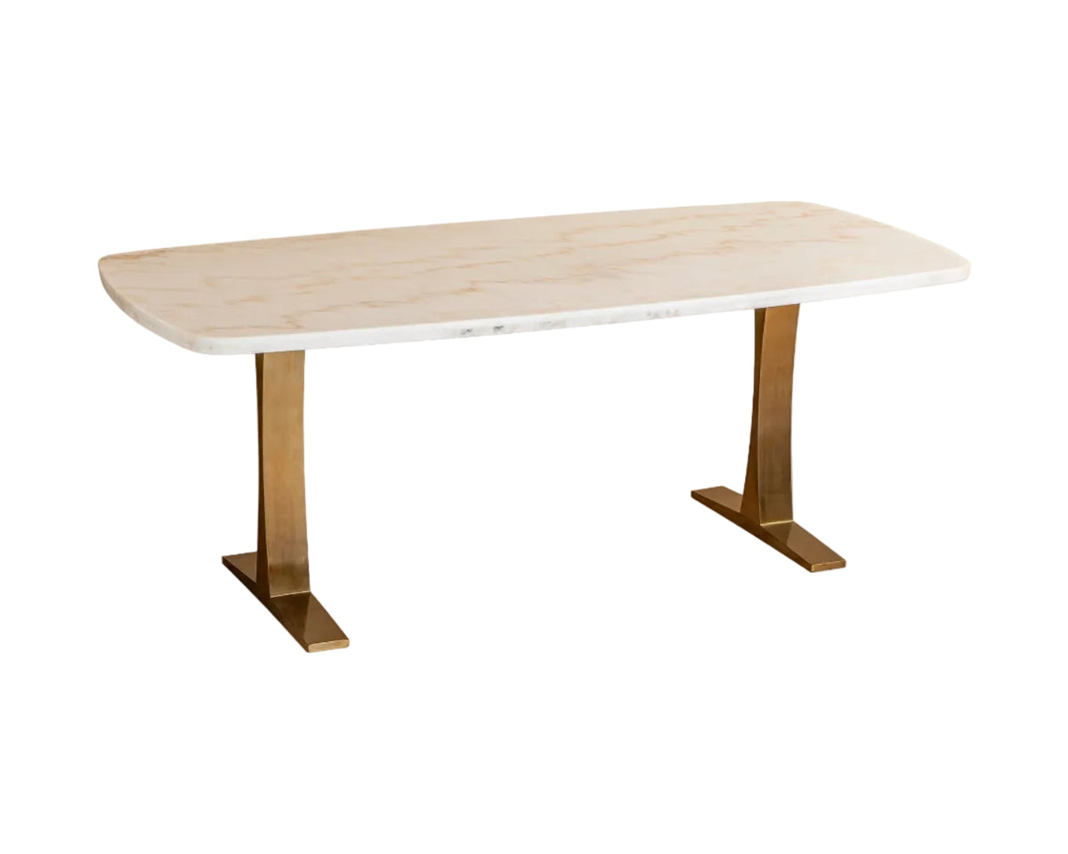 Tatler Dining Table - White Marble Top, Brass Stainless Steel