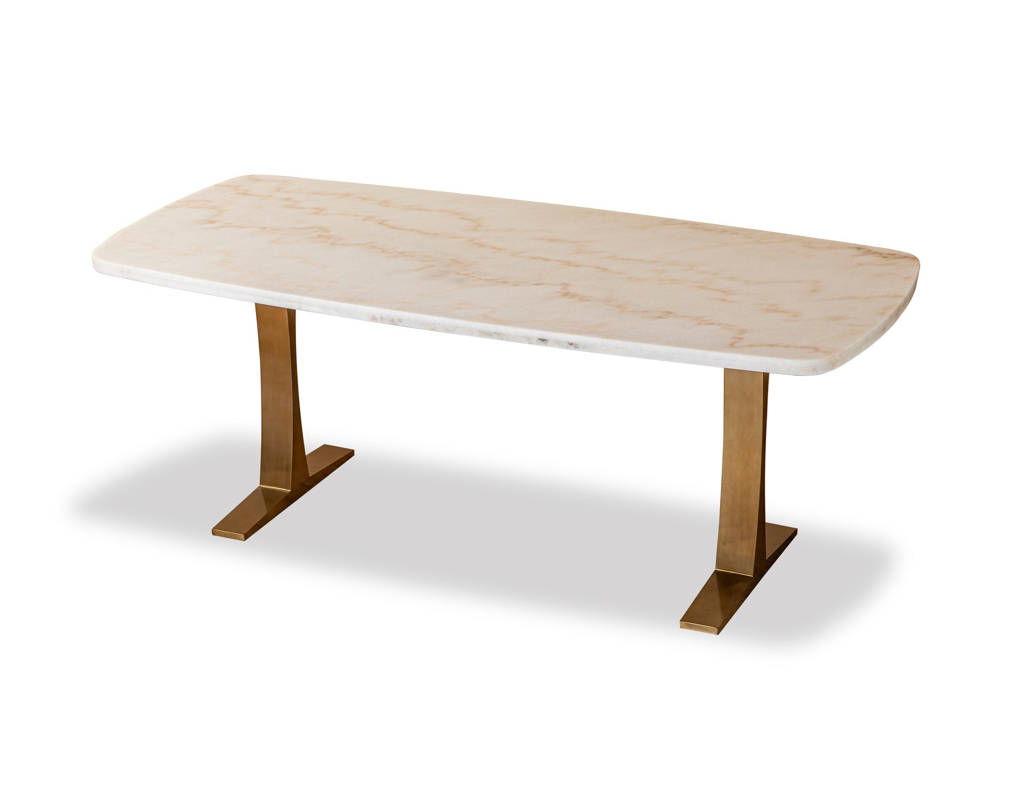 Tatler Dining Table - White Marble Top, Brass Stainless Steel