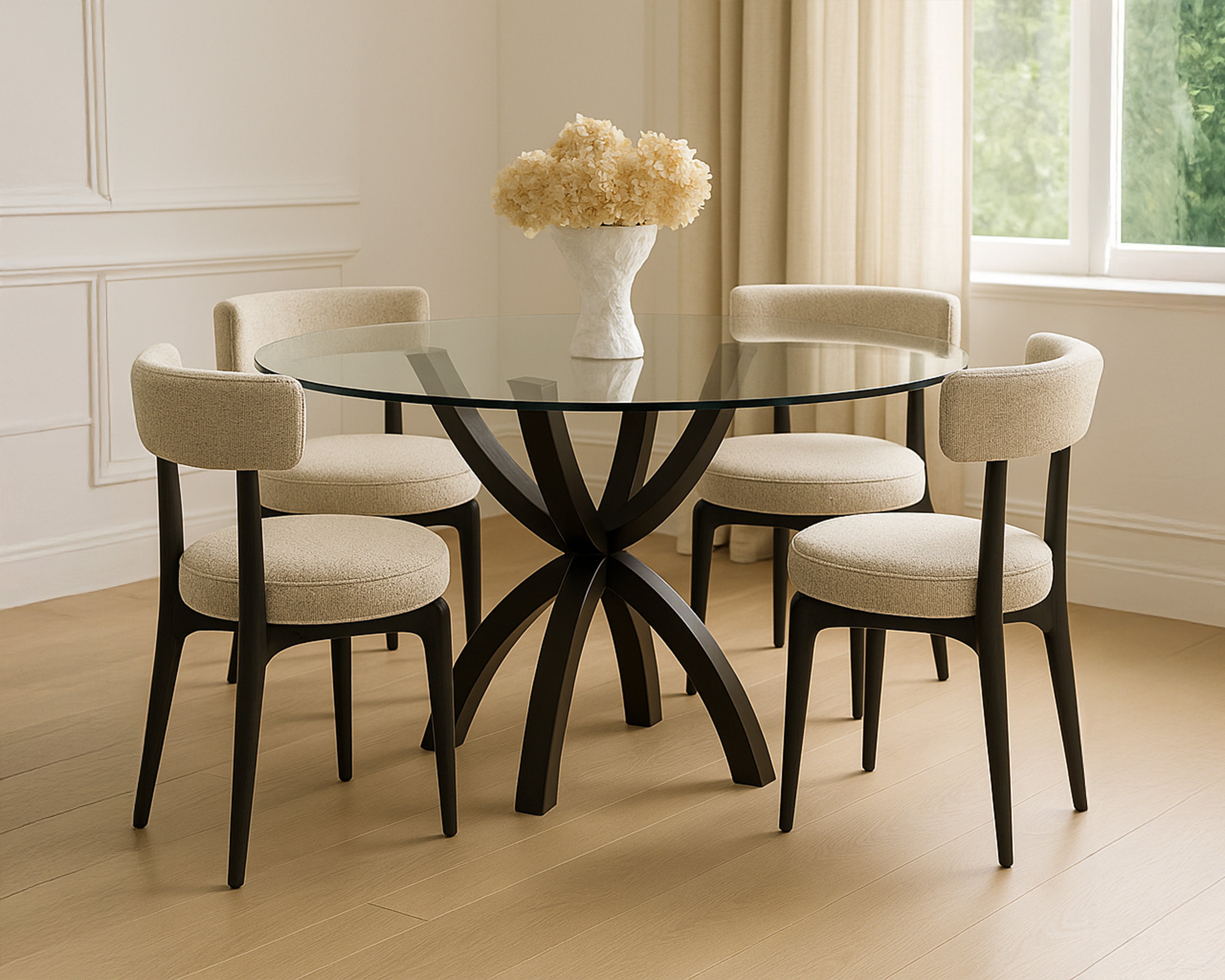 Malone Dining Table - Industrial Brown/Glass