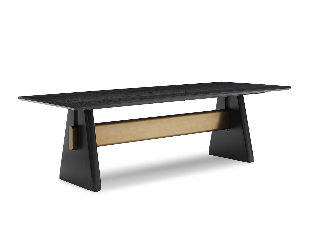 Walden Dining Table - Black Oak Veneer/Brushed Brass