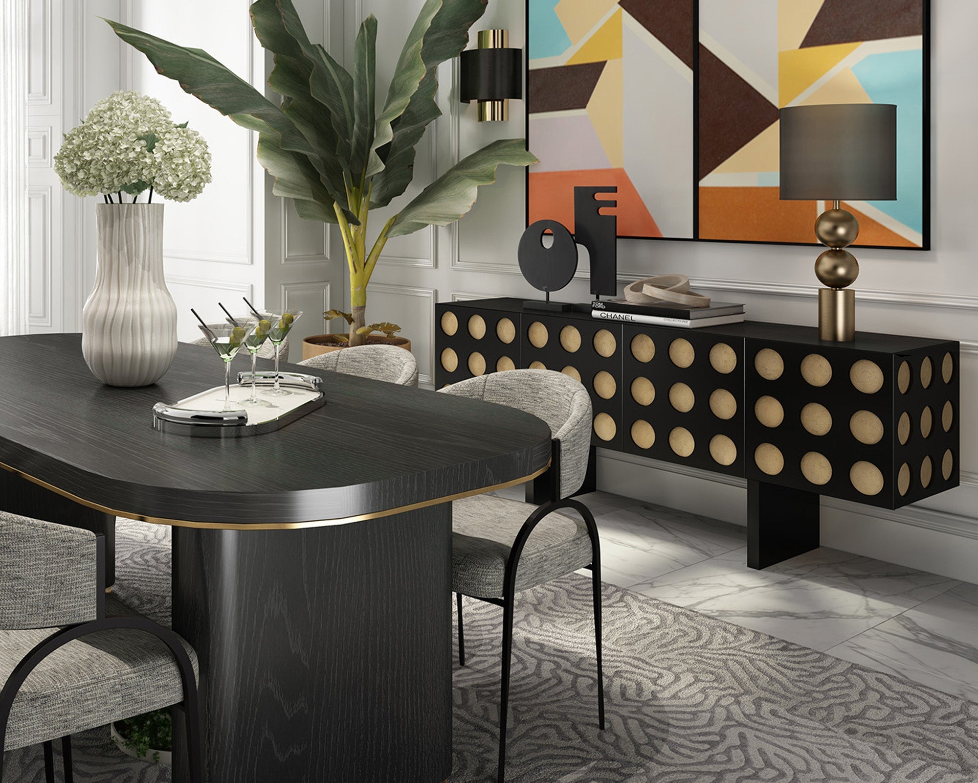 Montana Sideboard - Black Ash Wood and Brushed Brass