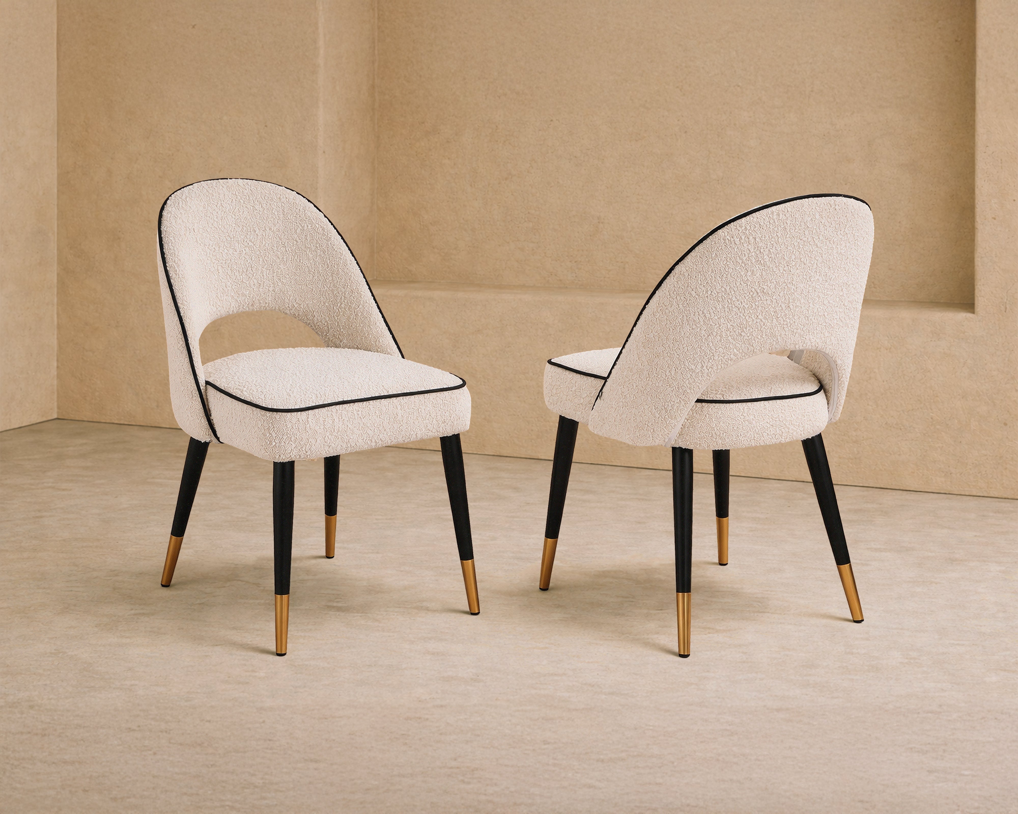 Yves Dining Chair (set of 2) - (Crib 5) Capella Sand with Capella Fennel Seed Piping