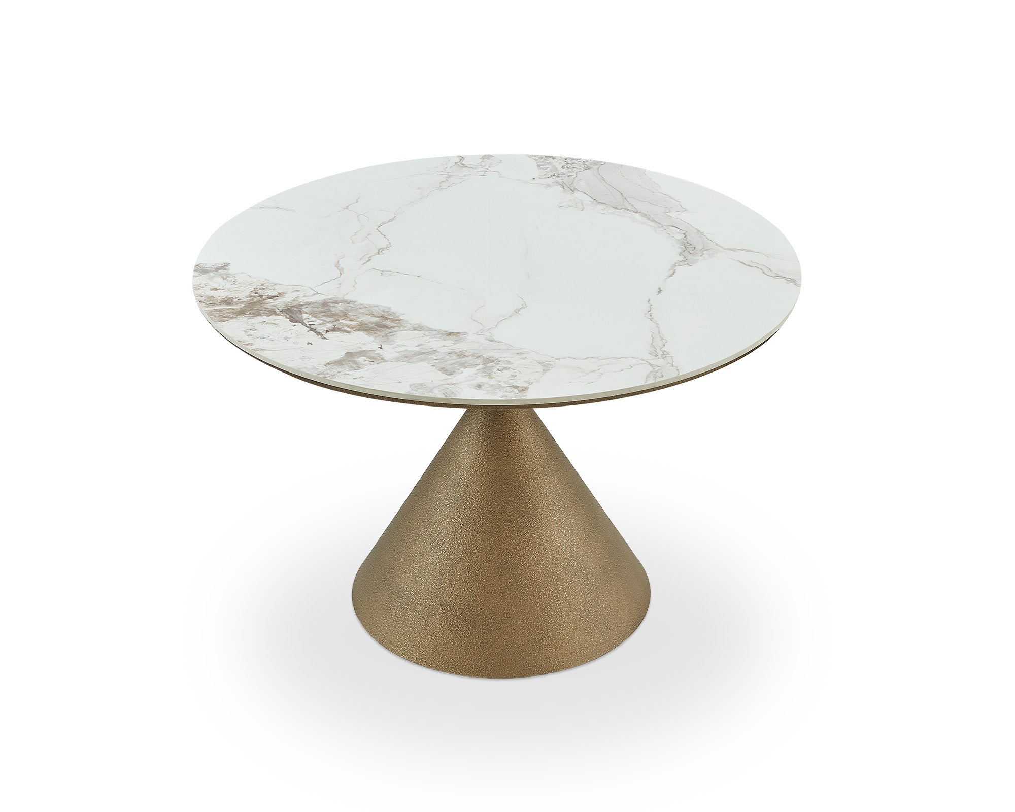 Ditta Dining Table - Dunas White Marble Effect & Patina Antique Gold