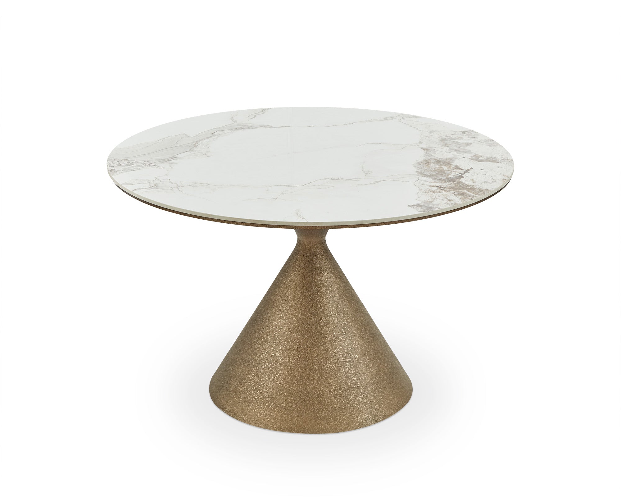 Ditta Dining Table - Dunas White Marble Effect & Patina Antique Gold