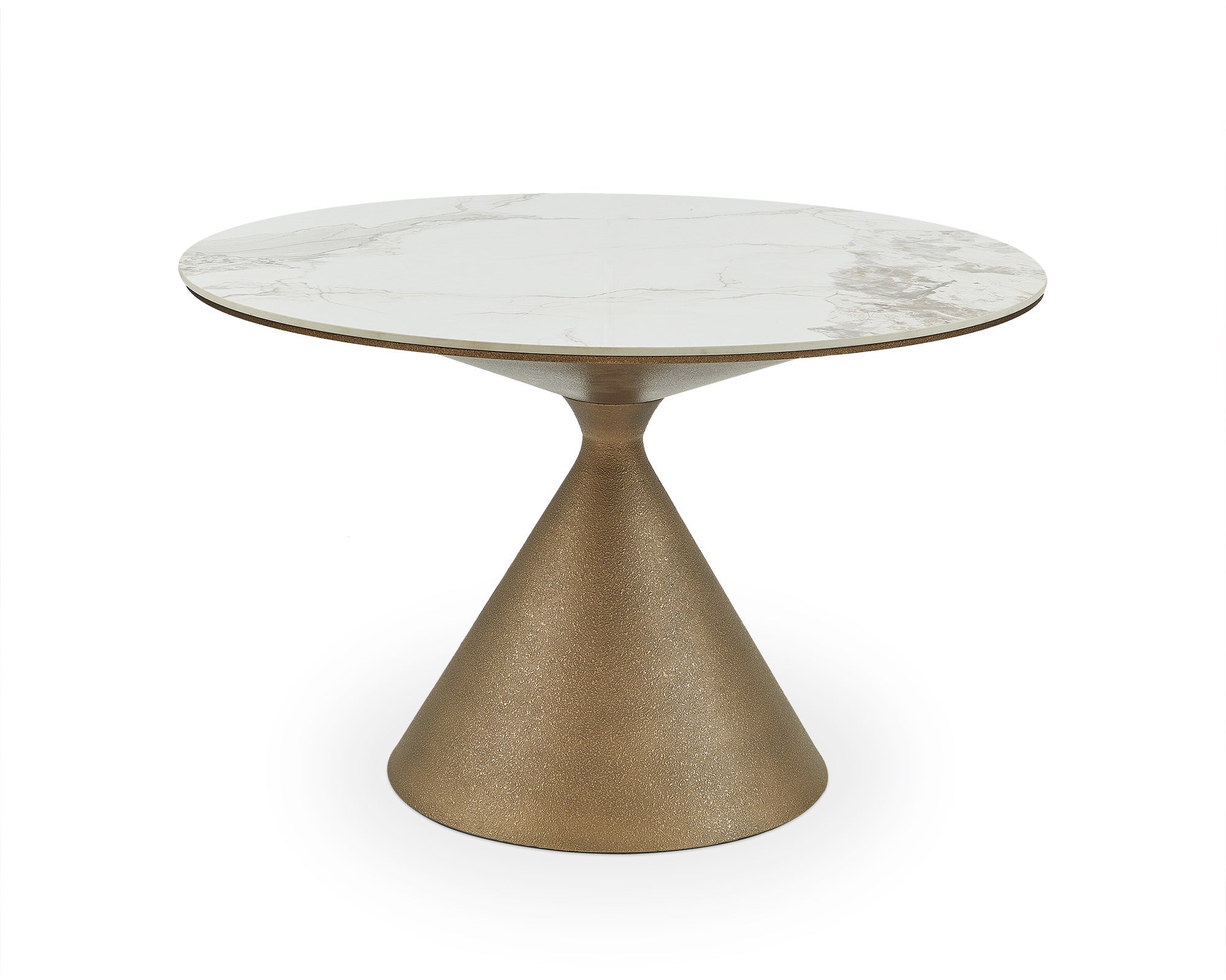 Ditta Dining Table - Dunas White Marble Effect & Patina Antique Gold