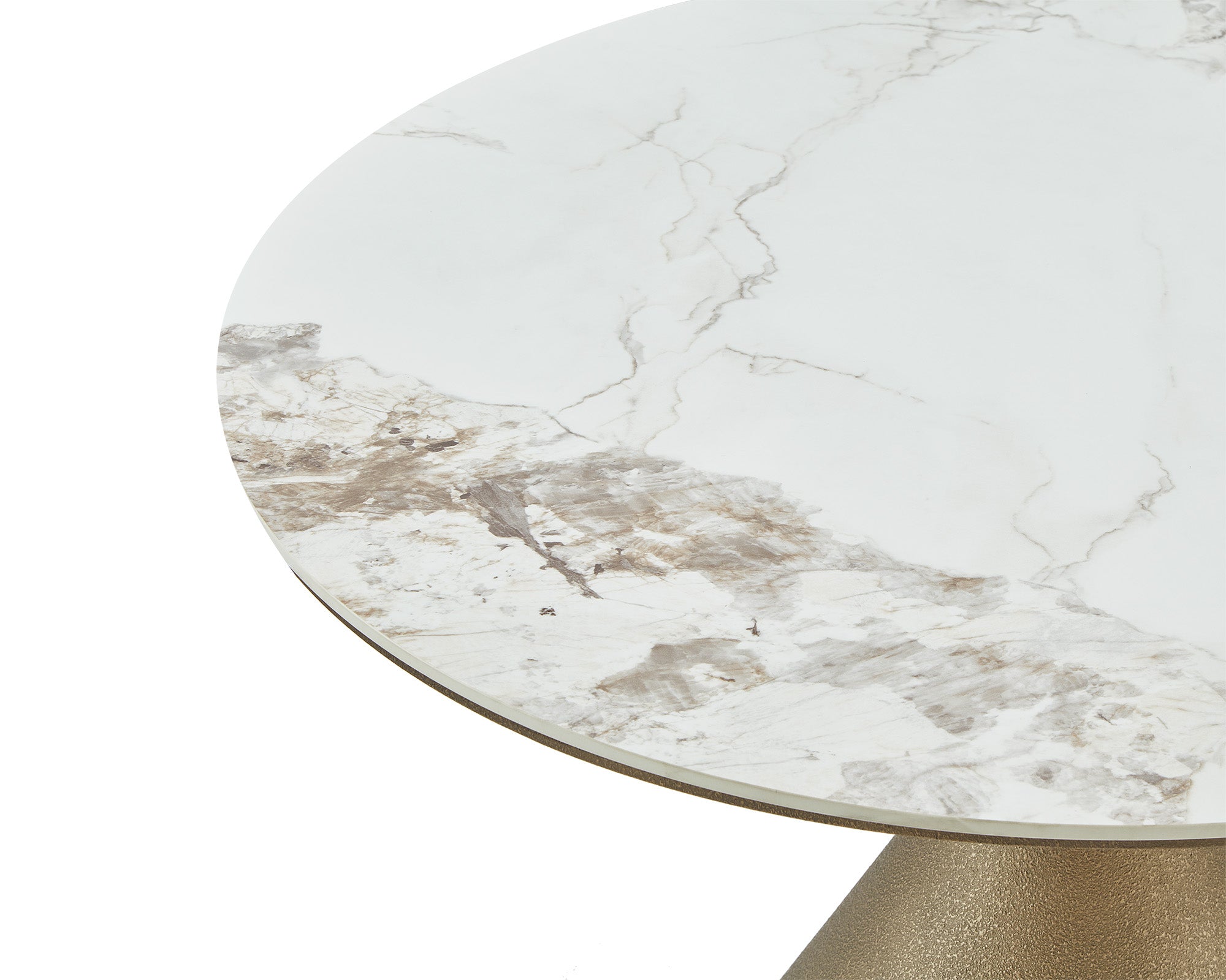 Ditta Dining Table - Dunas White Marble Effect & Patina Antique Gold