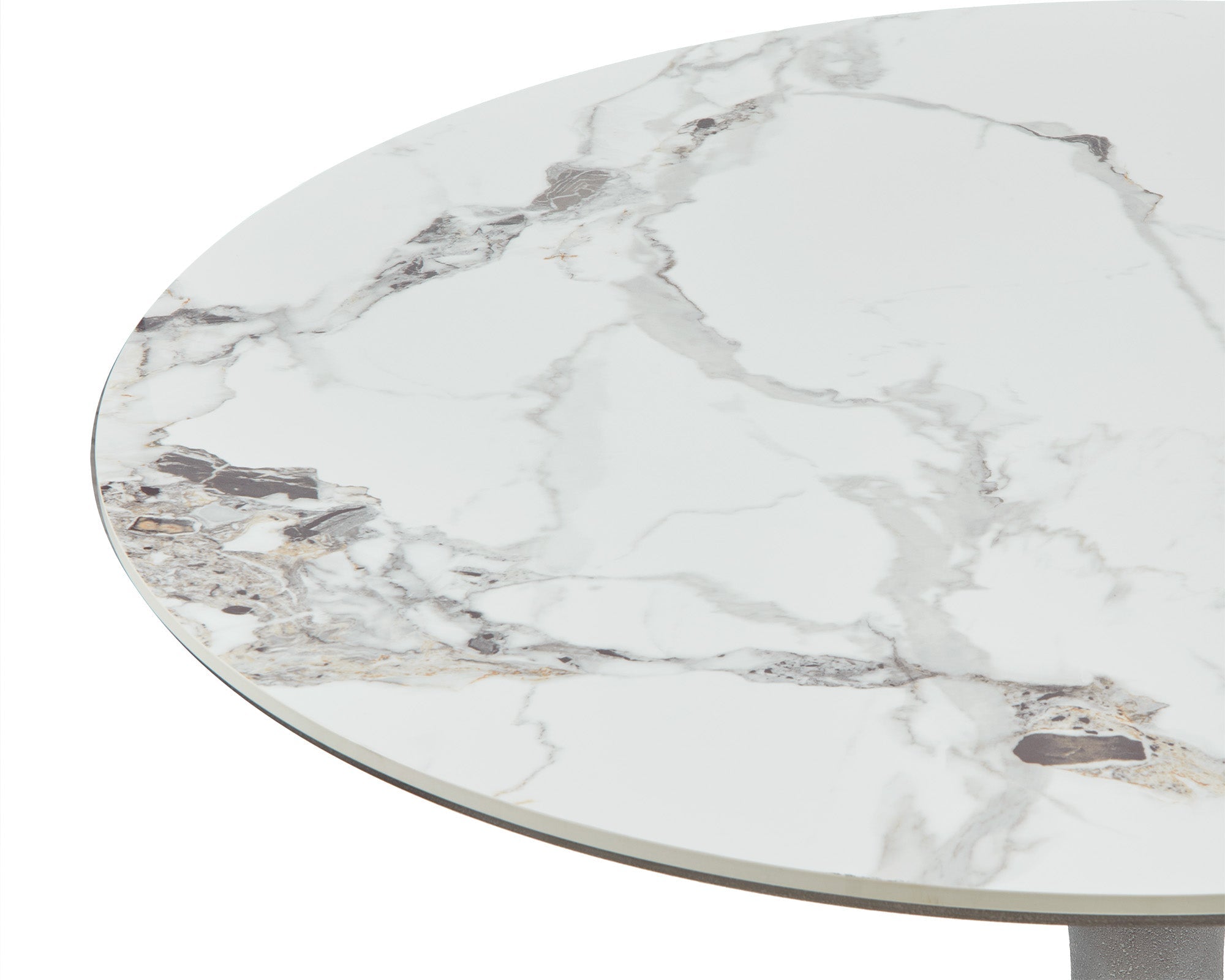 Stella Dining Table - Plata White Marble Effect & Patina Antique Silver