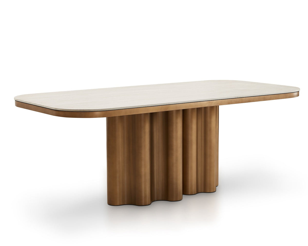 Corinthian Dining Table - Travertine Marble Effect