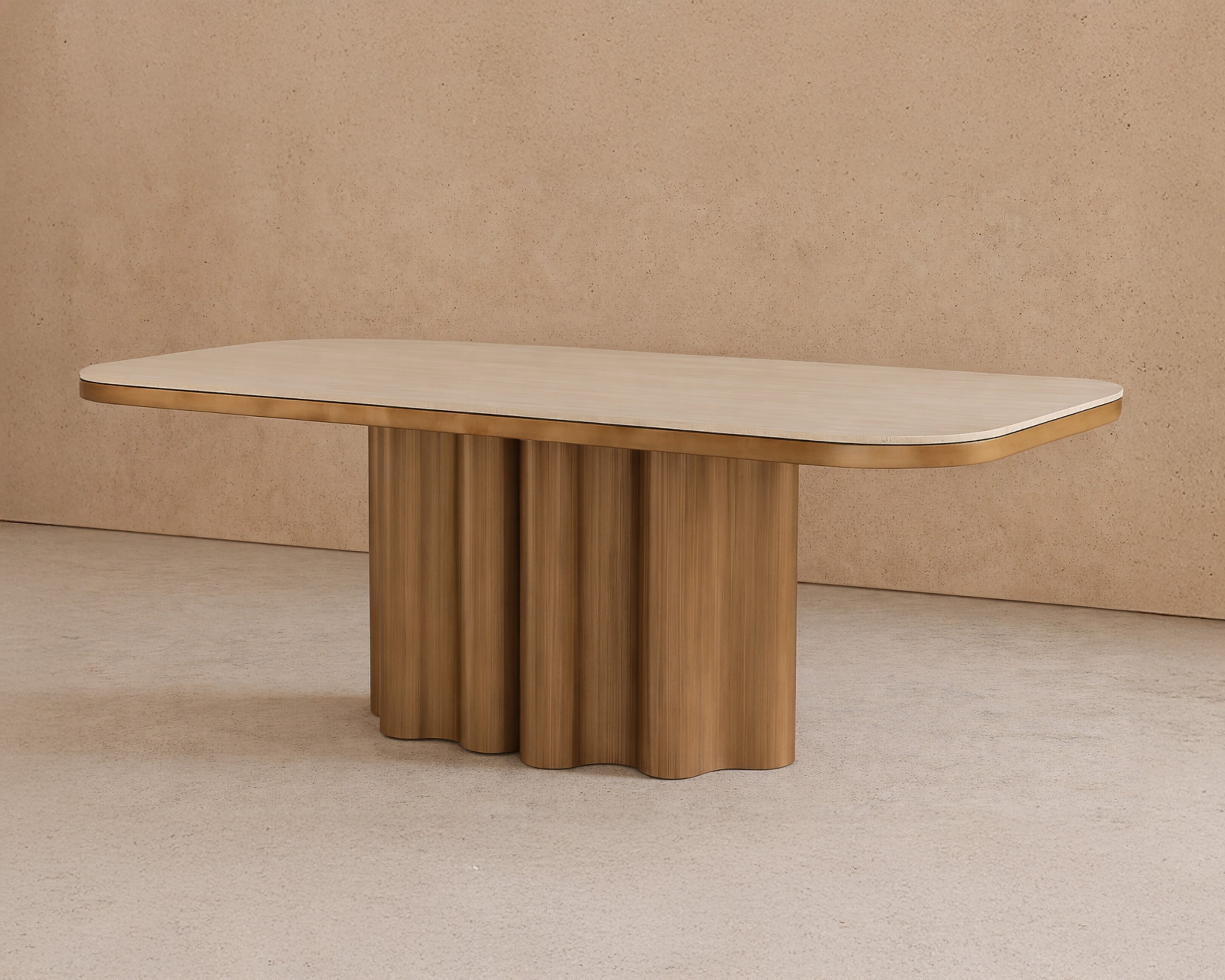 Corinthian Dining Table - Travertine Marble Effect