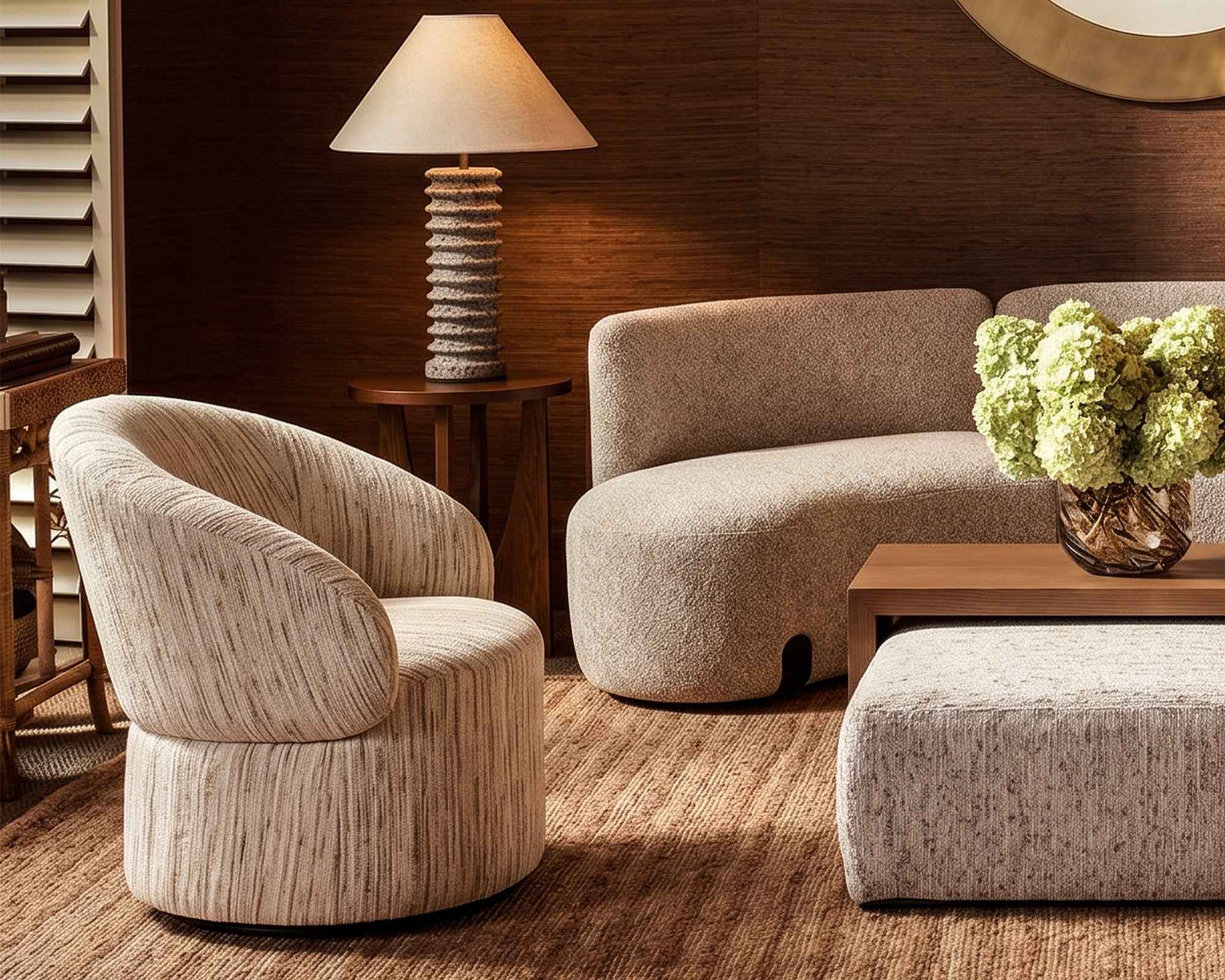 Aurelle Swivel Occasional Chair - Windsor Beige & Matt Black