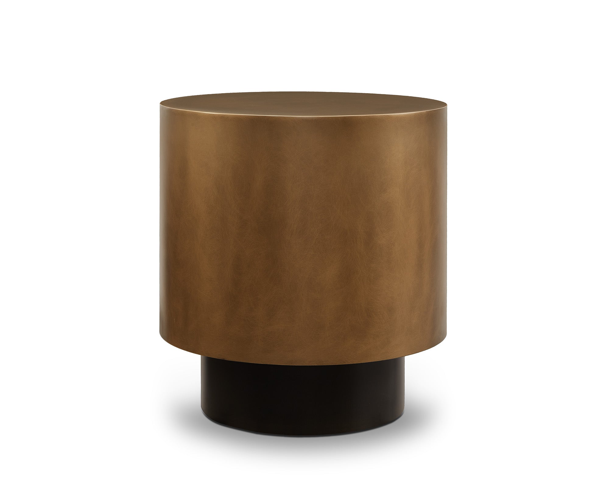 Aldo Side Table - Steel Hairline Bronze, Satin Black Base