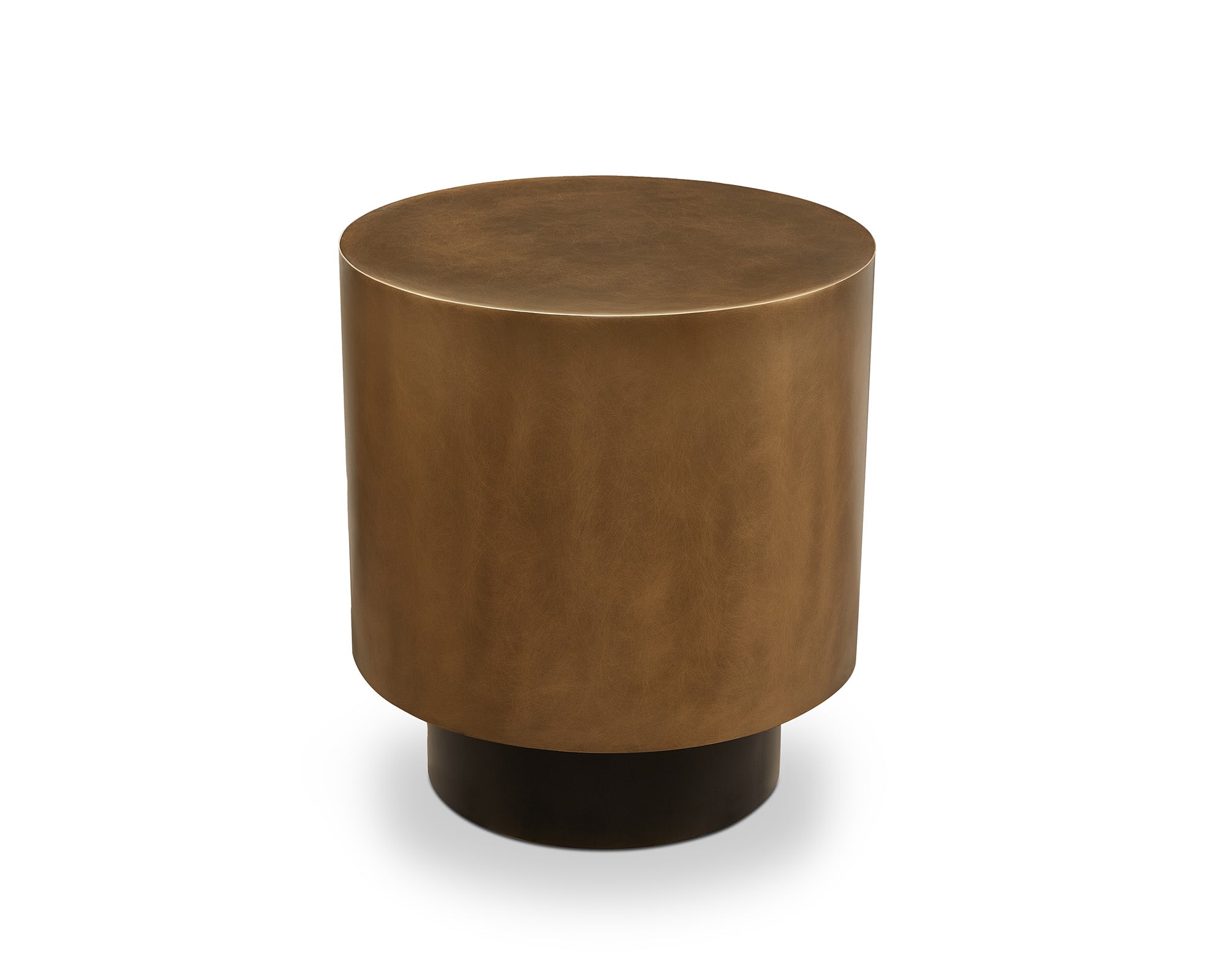 Aldo Side Table - Steel Hairline Bronze, Satin Black Base