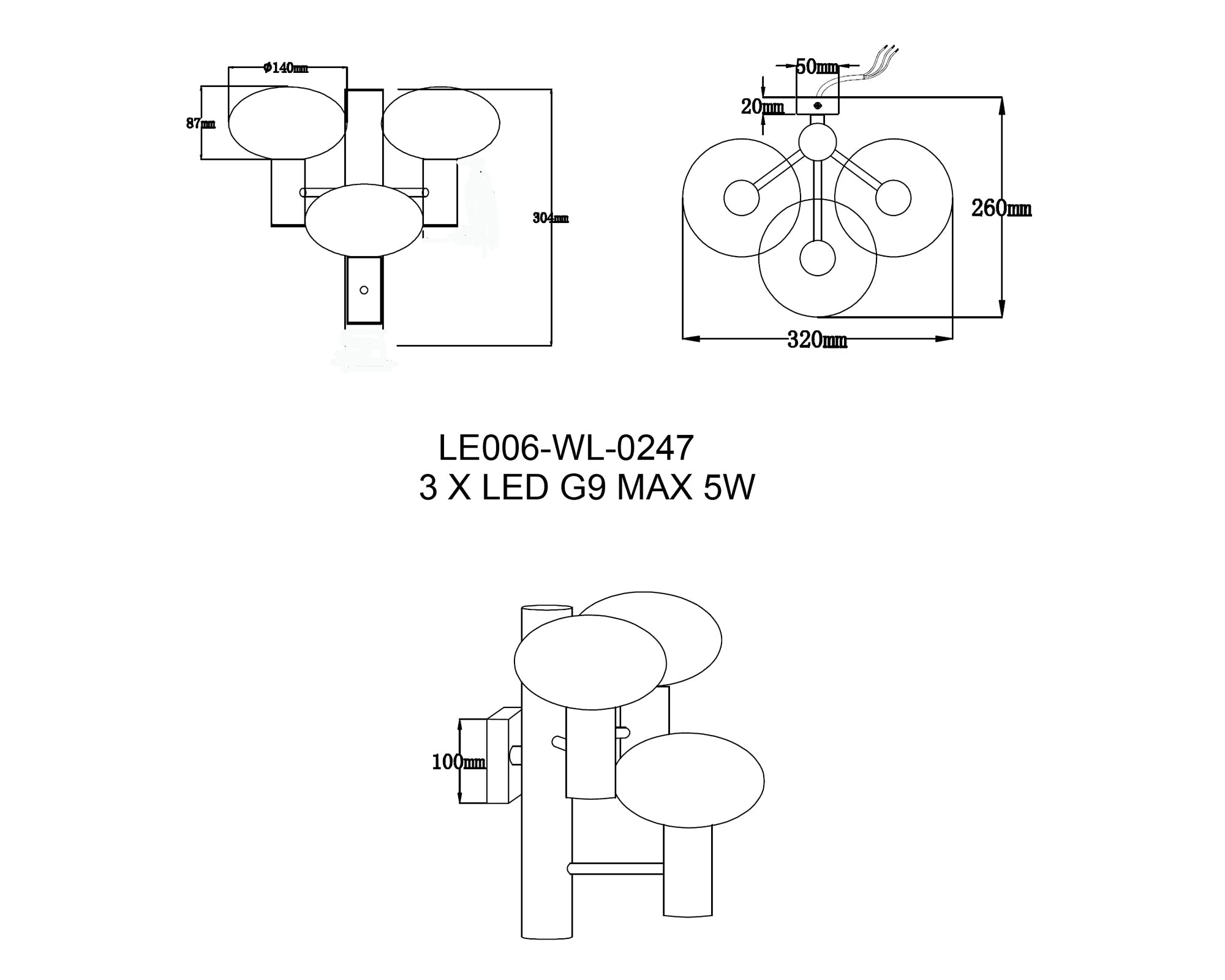 Eliseo Wall Lamp - White Glass, Brass Finish