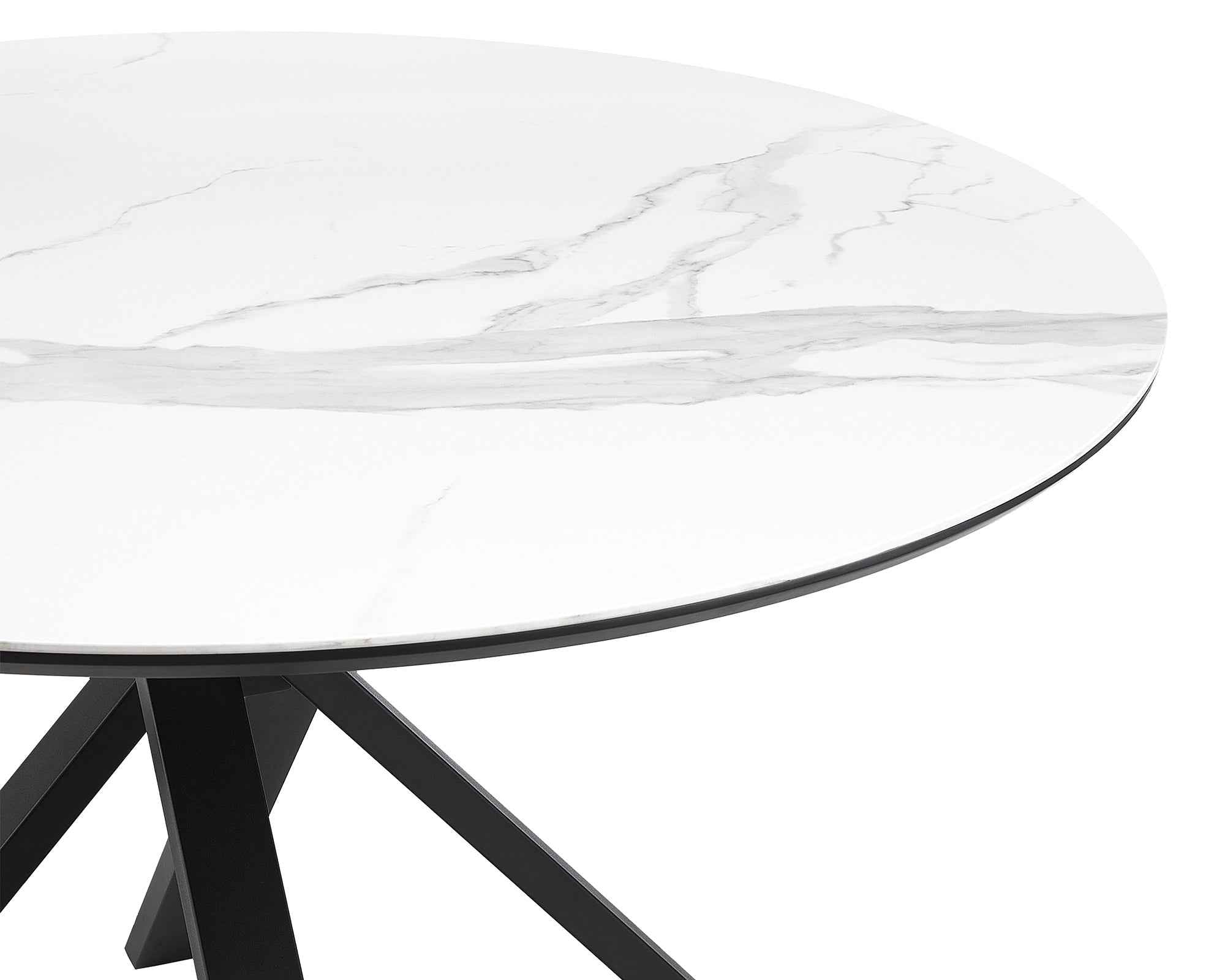 Aston Dining Table - White Ceramic/Matt Black