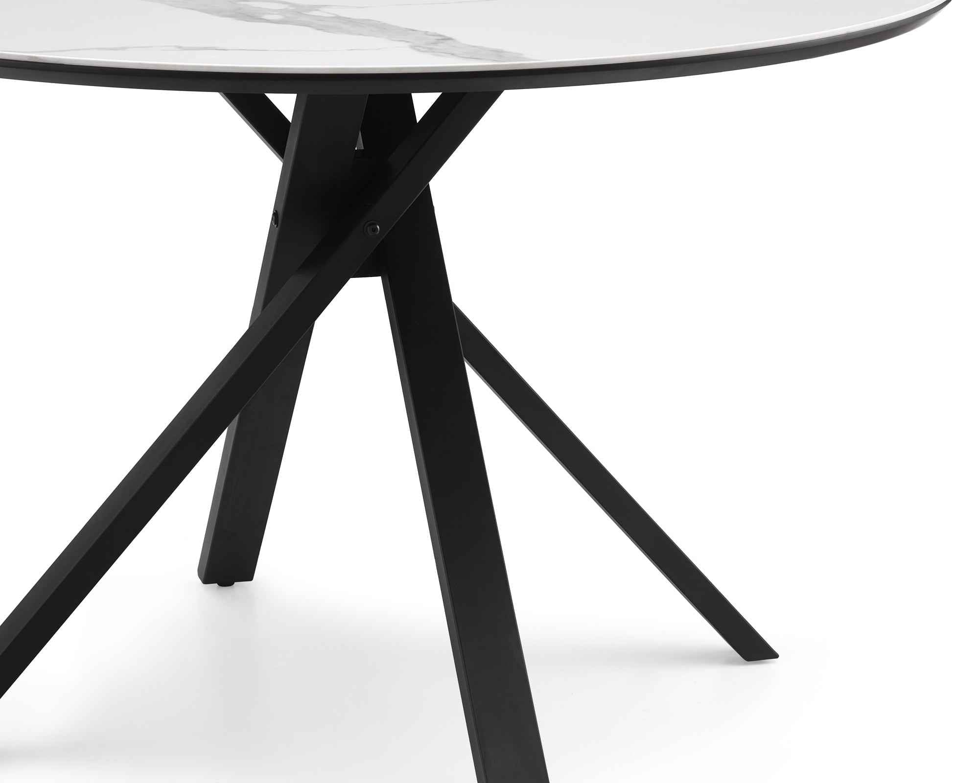 Aston Dining Table - White Ceramic/Matt Black