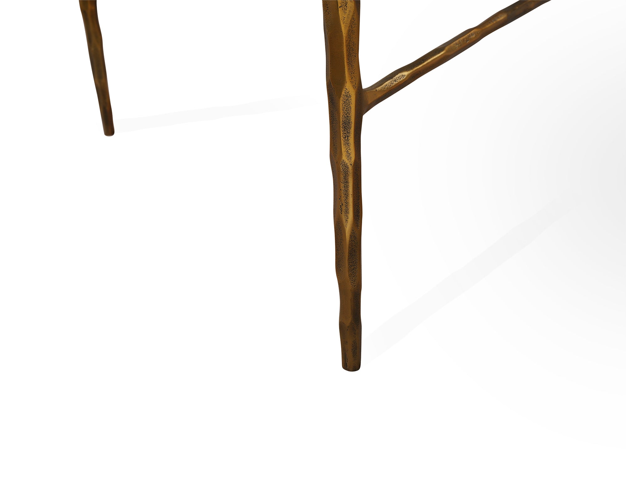 Cobra Coffee Table - Textured Antique Brass and Glass