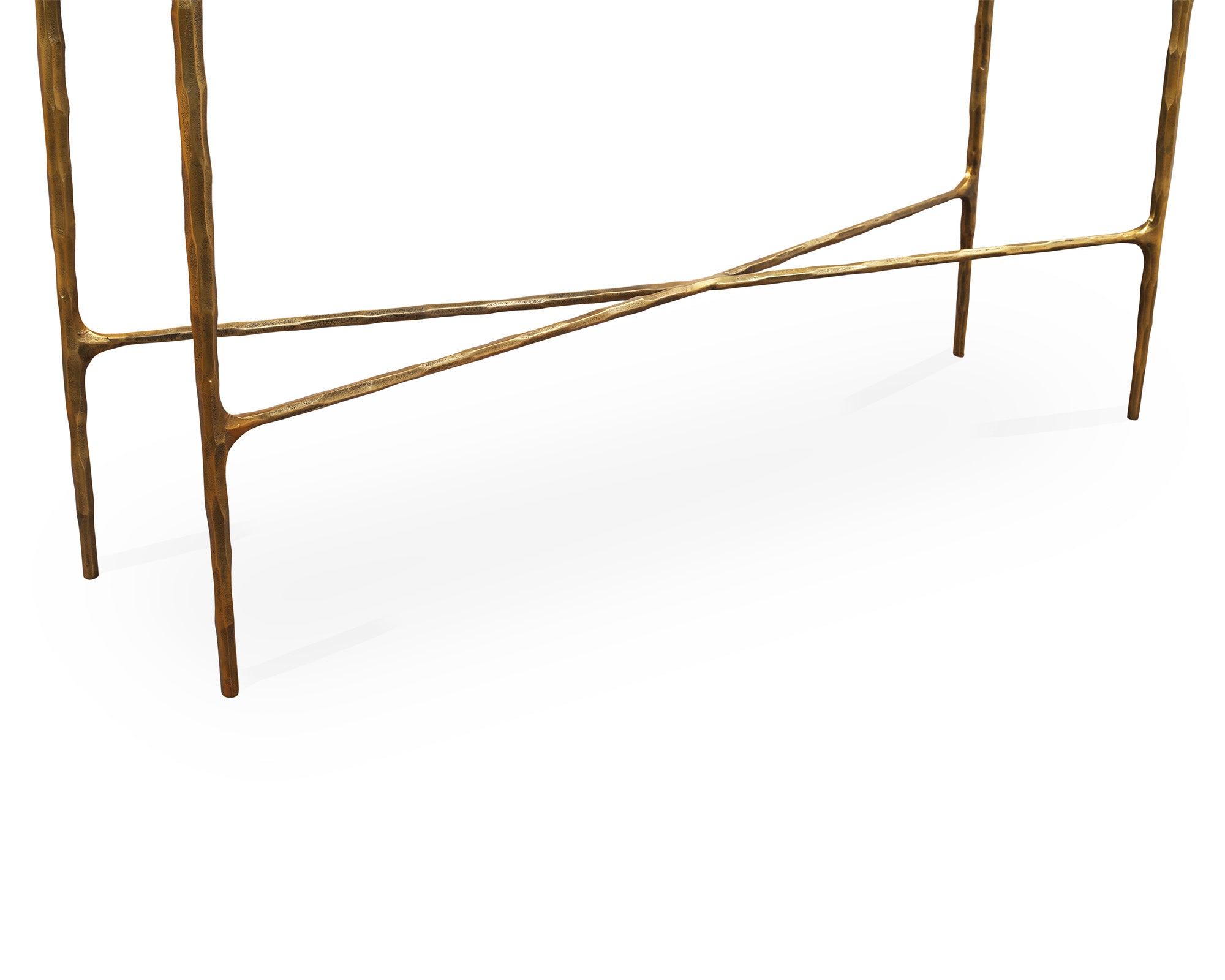 Cobra Console Table - Textured Antique Brass and Glass