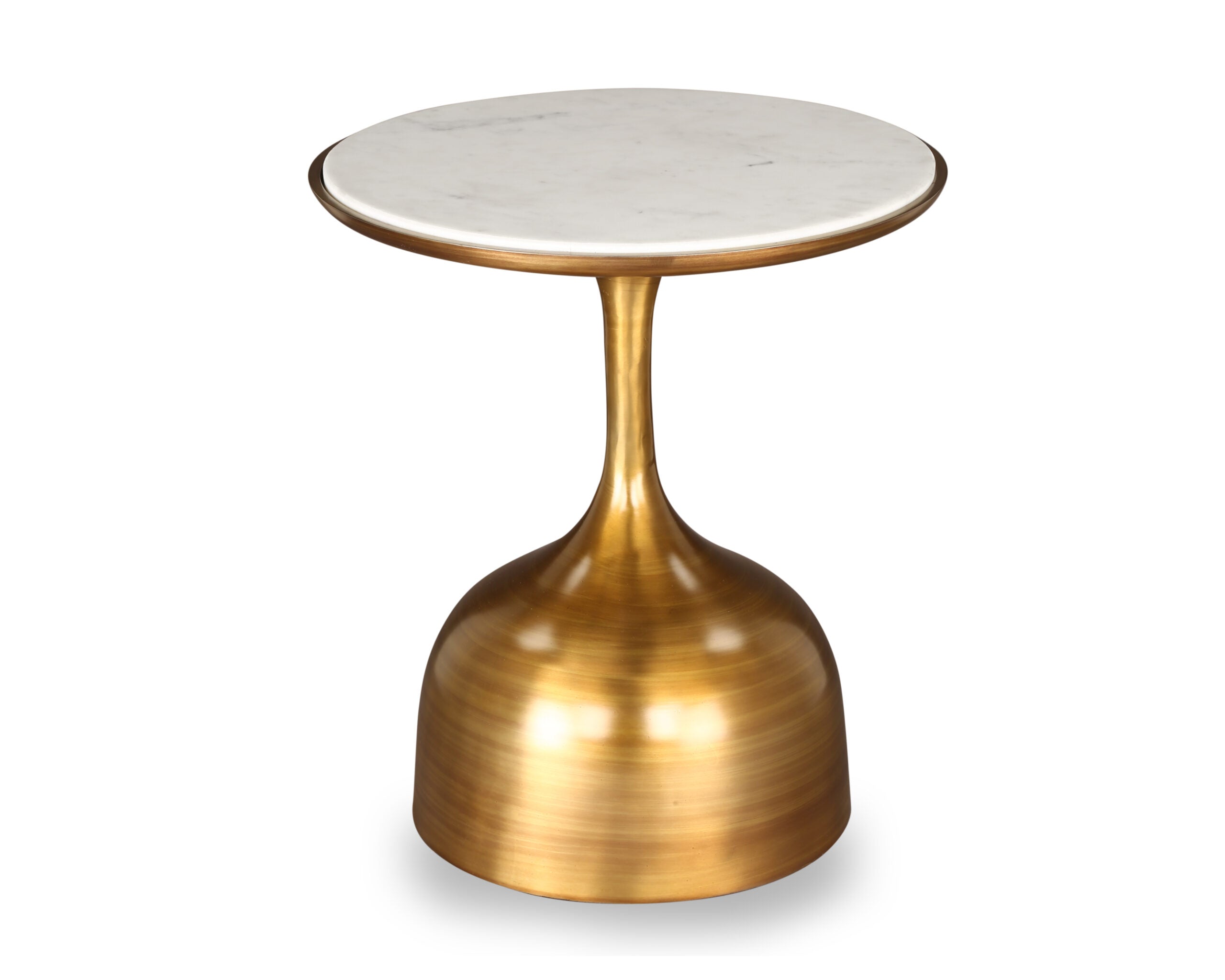 Polka Side Table - Brushed Brass and White Marble