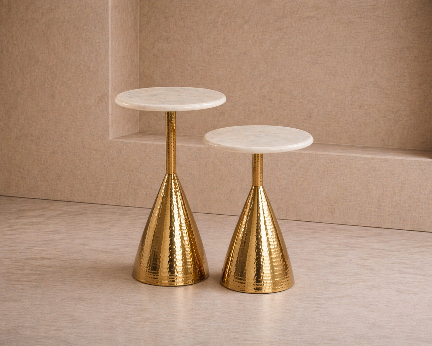 Yves Side Table (set of 2) - Polished Brass and Marble
