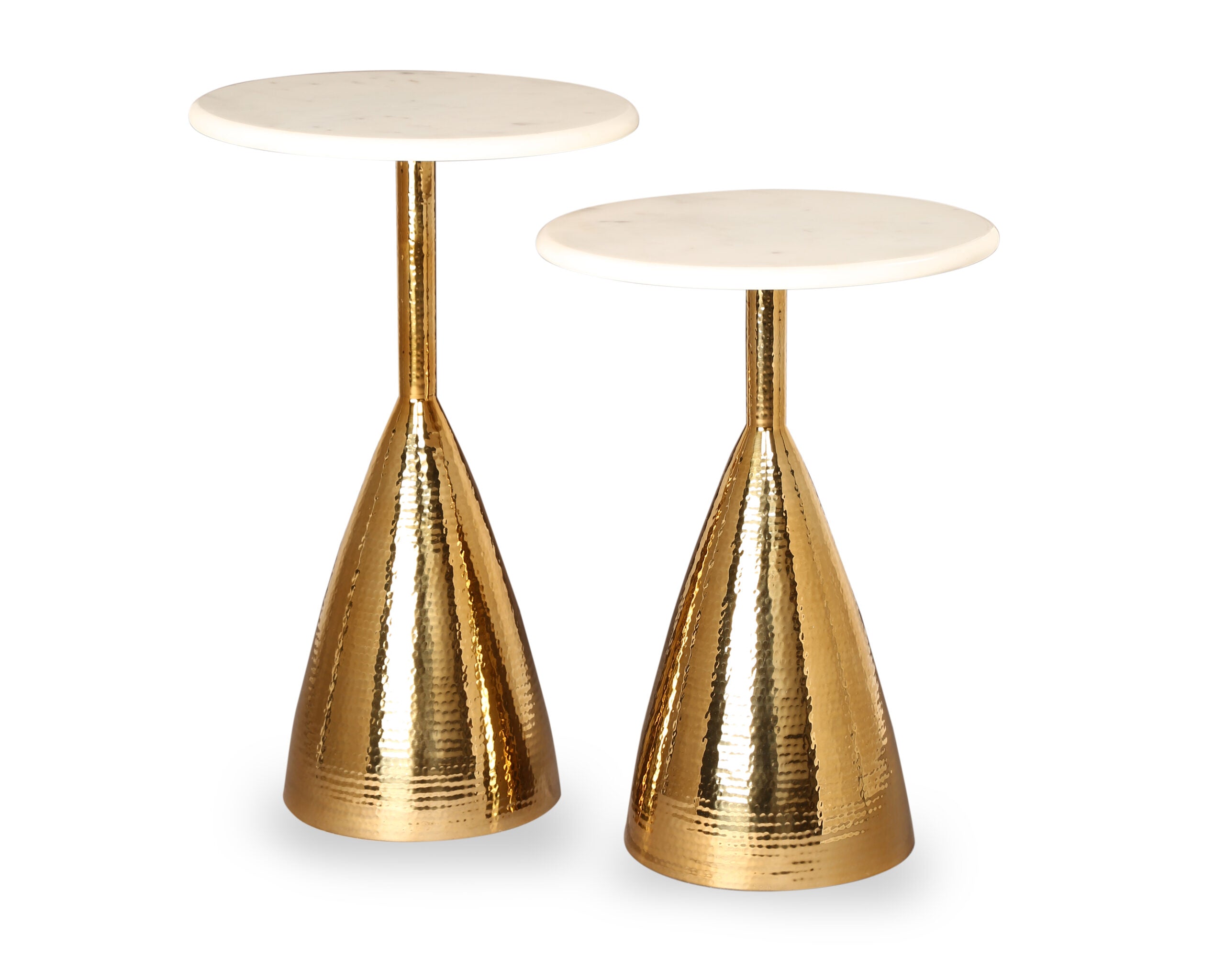 Yves Side Table (set of 2) - Polished Brass and White Marble