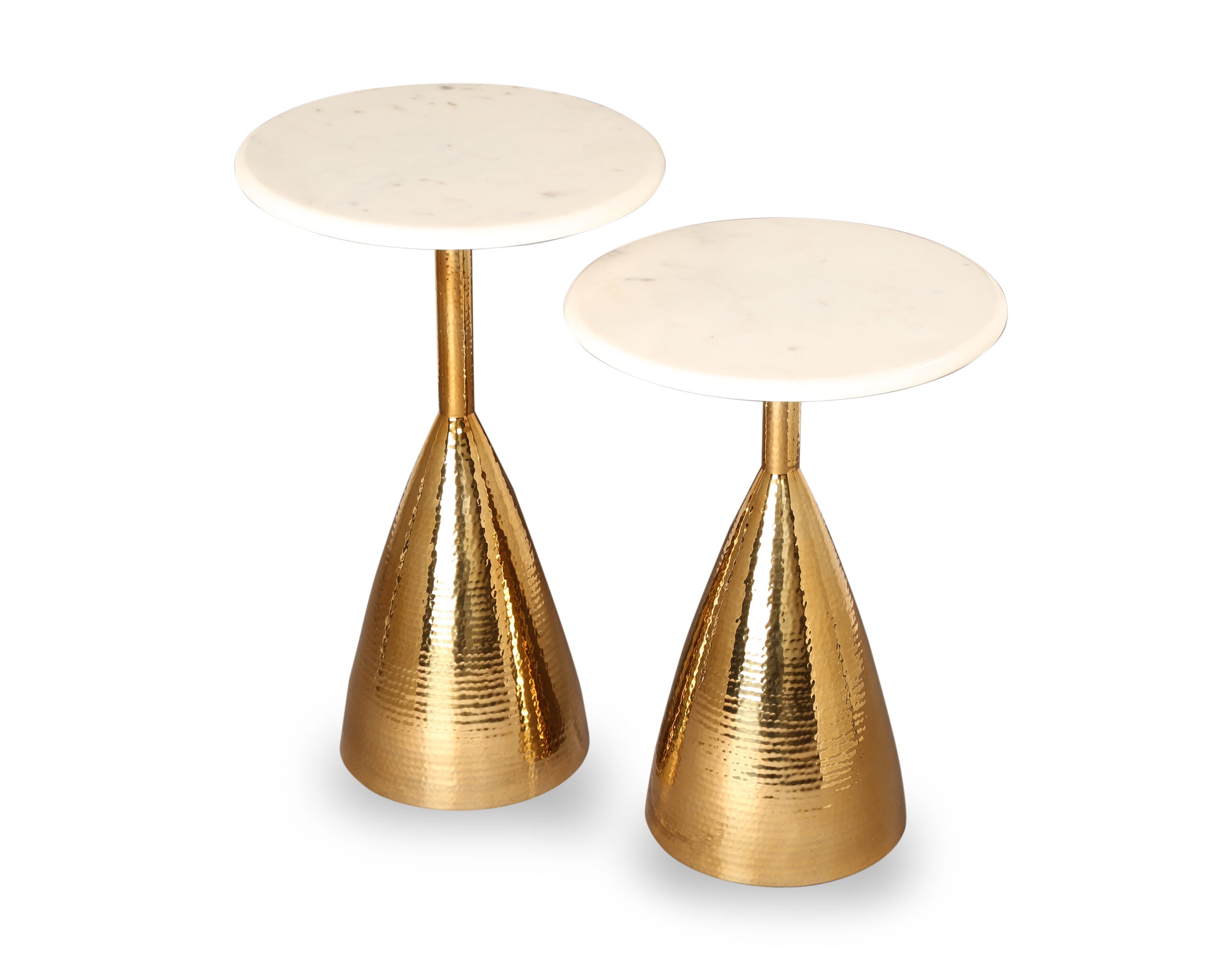 Yves Side Table (set of 2) - Polished Brass and White Marble