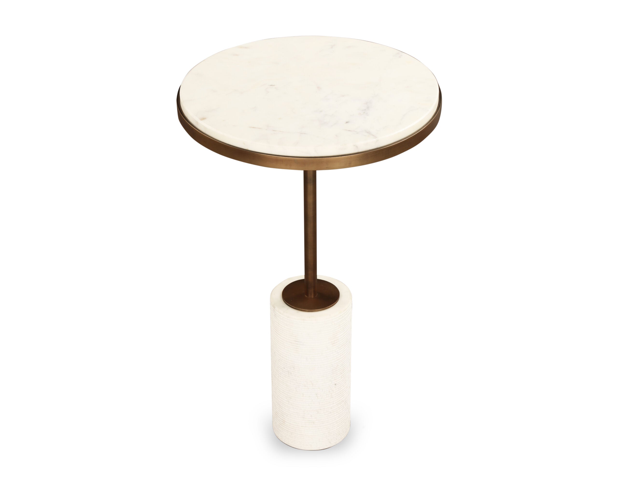 Dolmec Nest of Tables (Set of 2) - Antique Brass Metal and White Marble