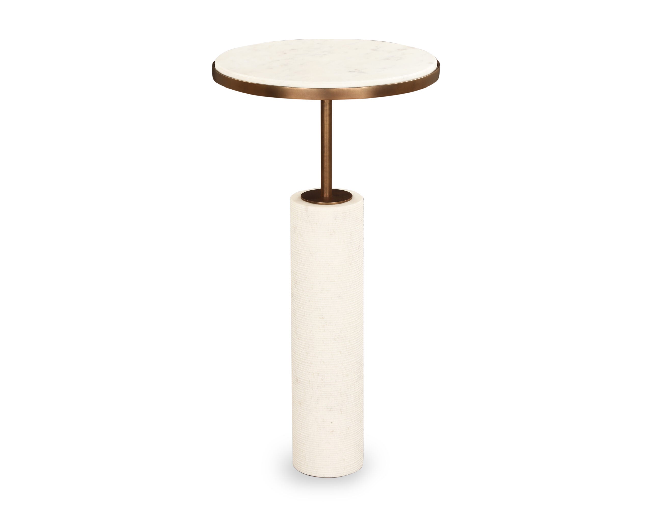 Dolmec Nest of Tables (Set of 2) - Antique Brass Metal and White Marble