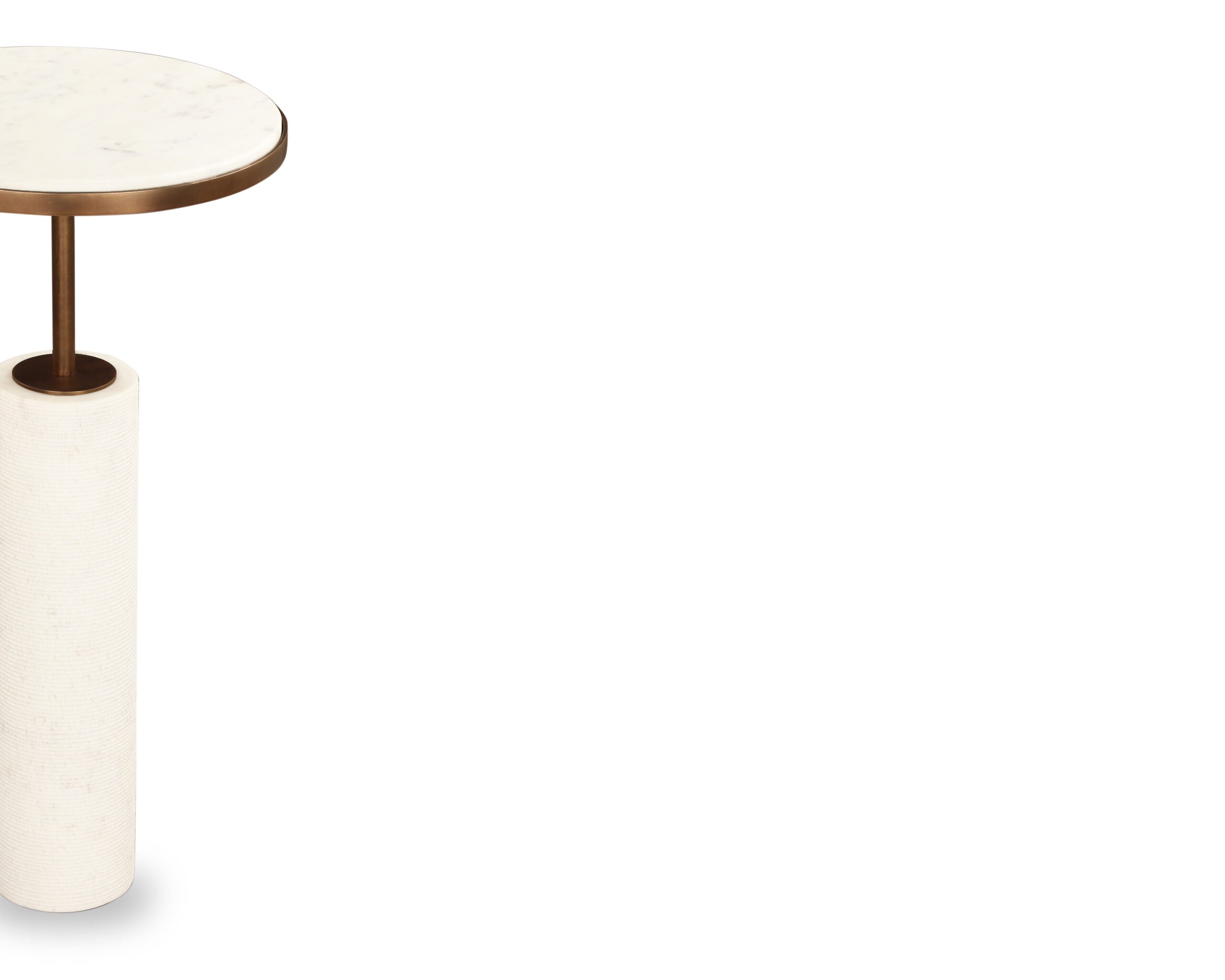 Dolmec Nest of Tables (Set of 2) - Antique Brass Metal and White Marble