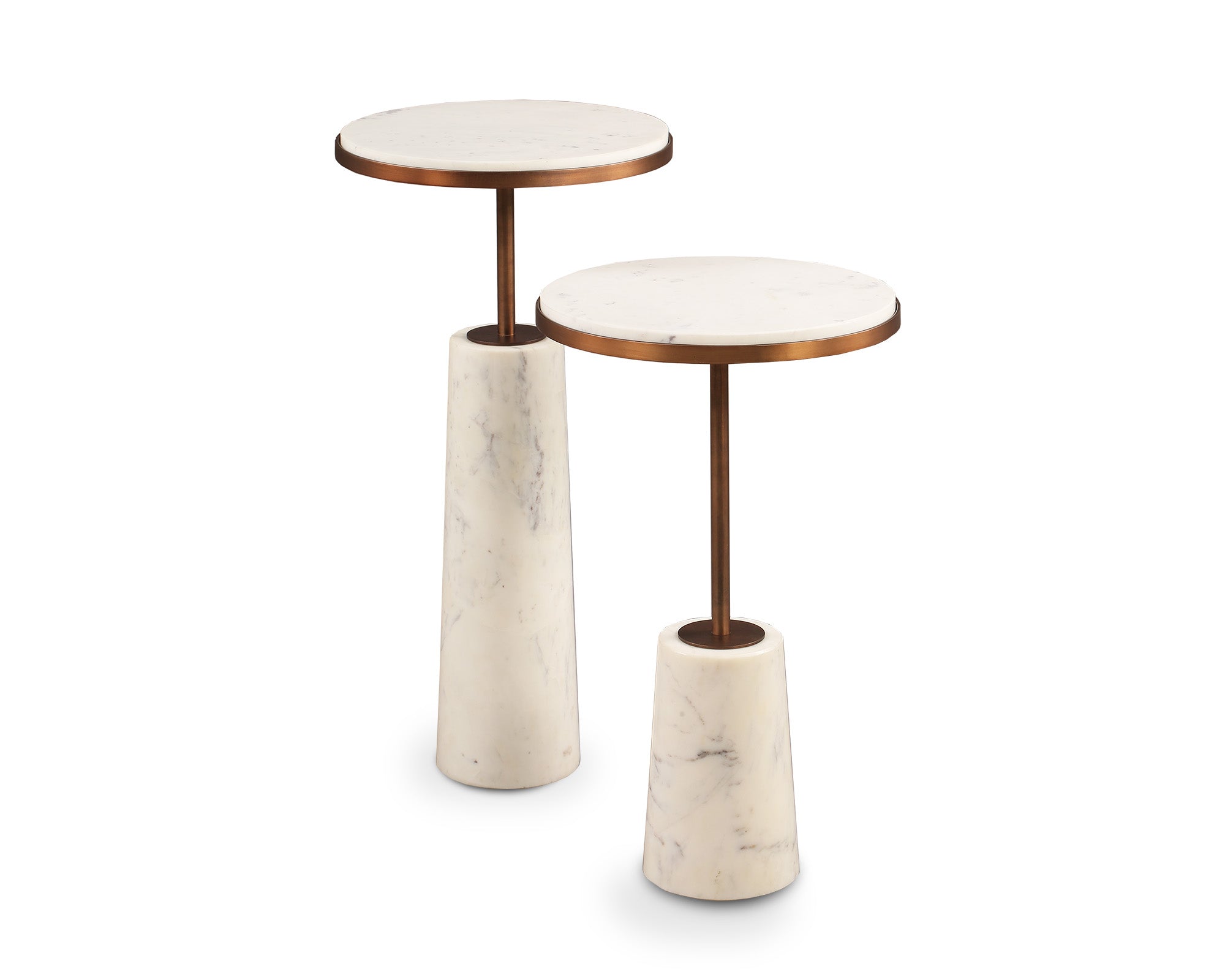 Notto Side Table (set of 2) - White Marble and Bronze