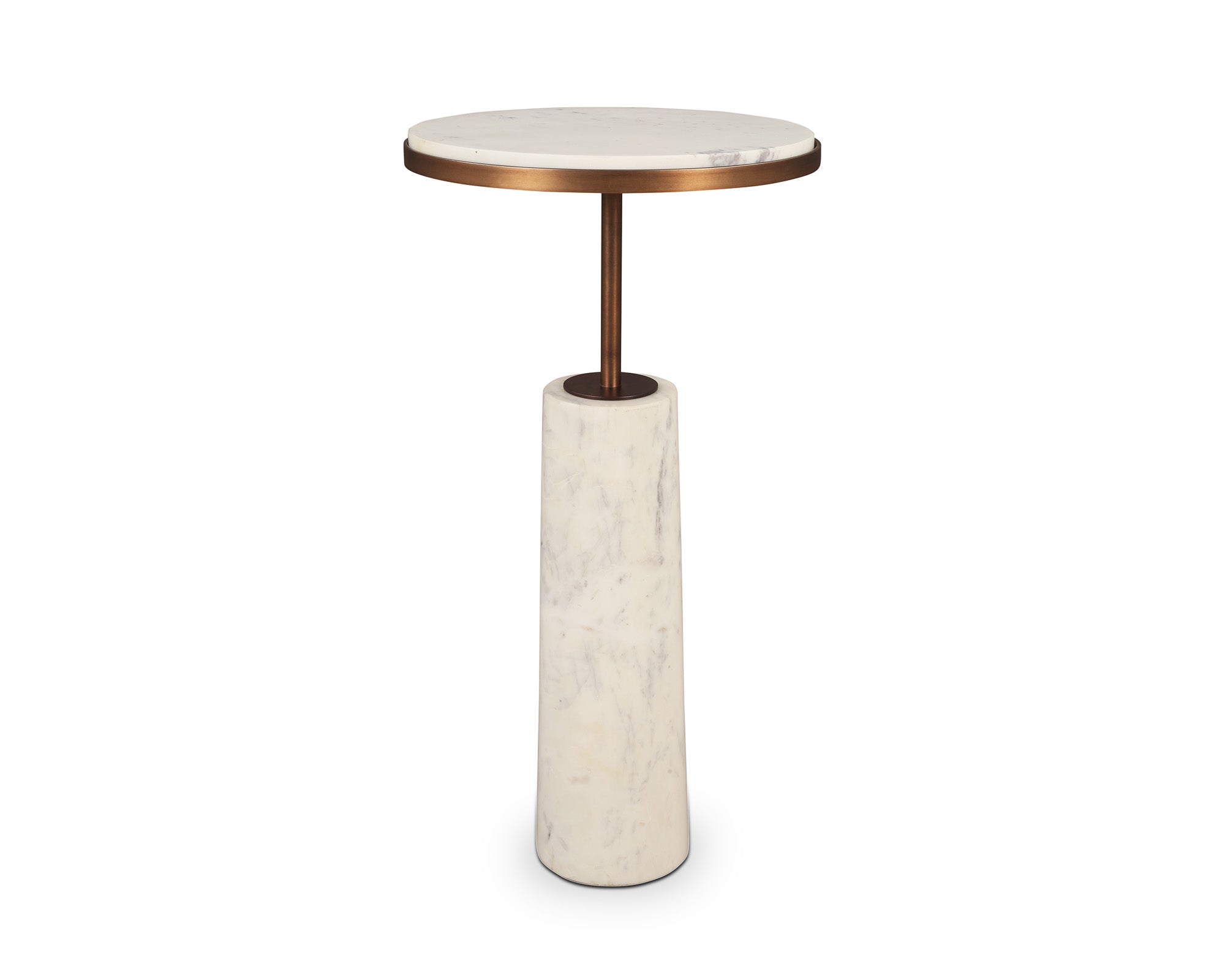 Notto Side Table (set of 2) - White Marble and Bronze