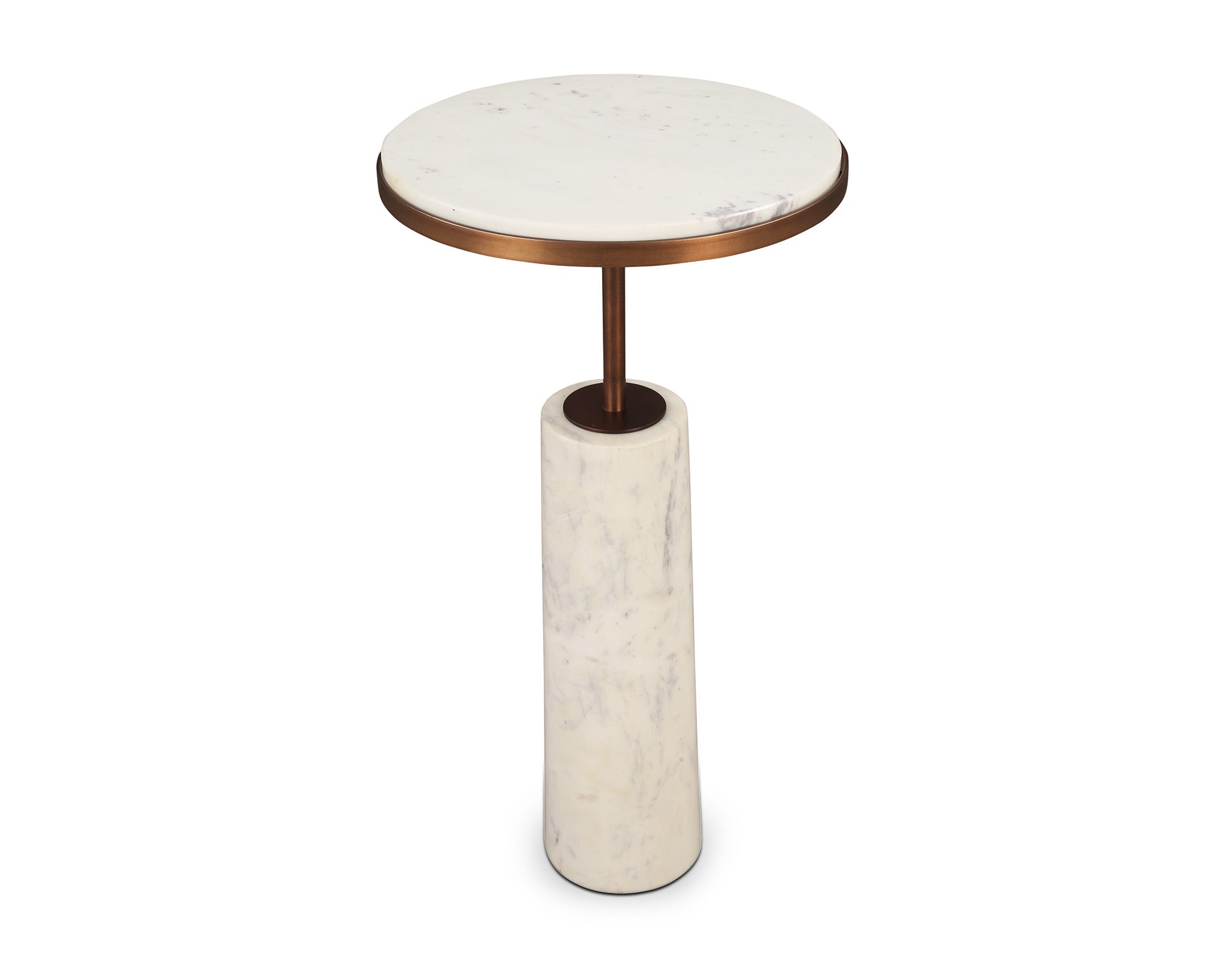Notto Side Table (set of 2) - White Marble and Bronze
