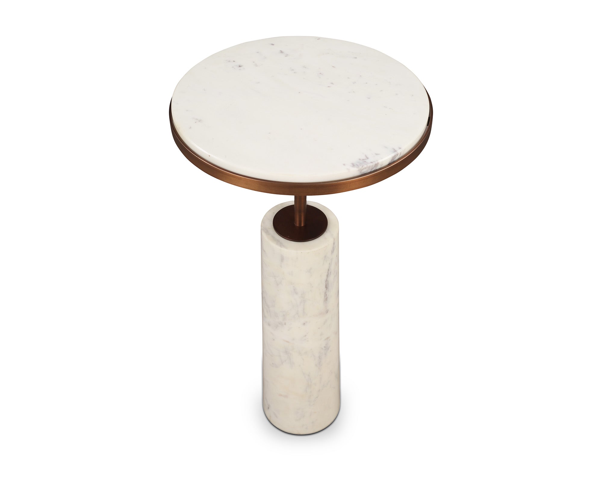 Notto Side Table (set of 2) - White Marble and Bronze
