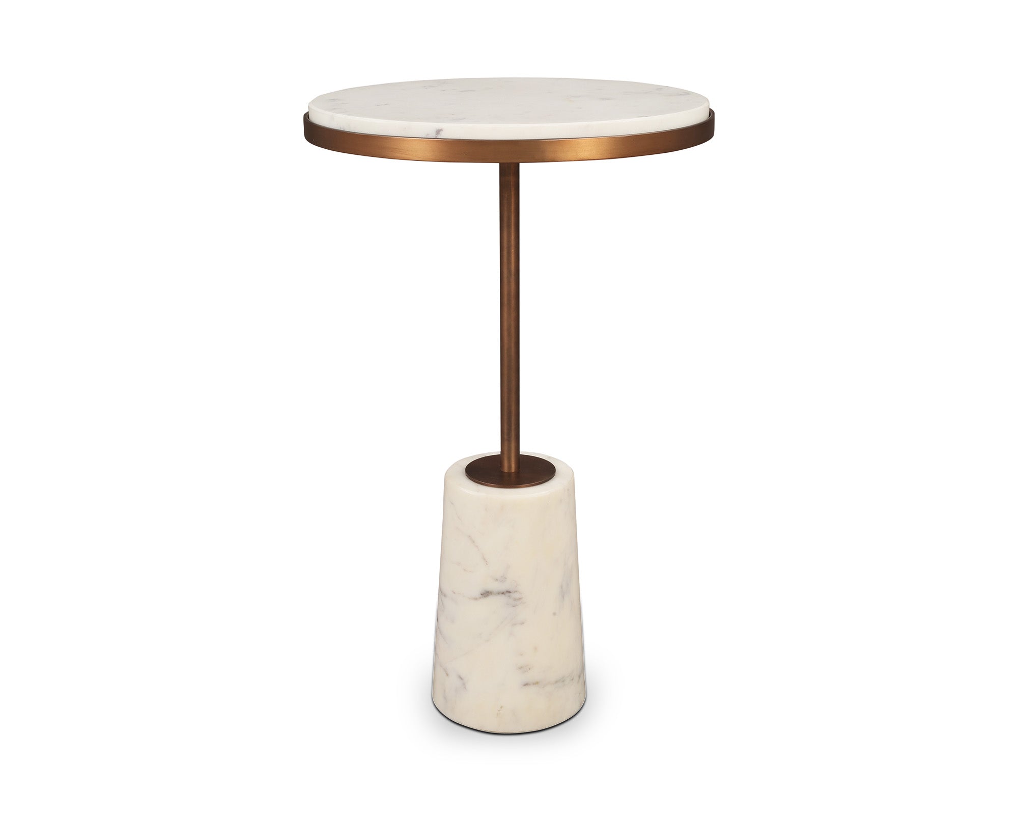 Notto Side Table (set of 2) - White Marble and Bronze