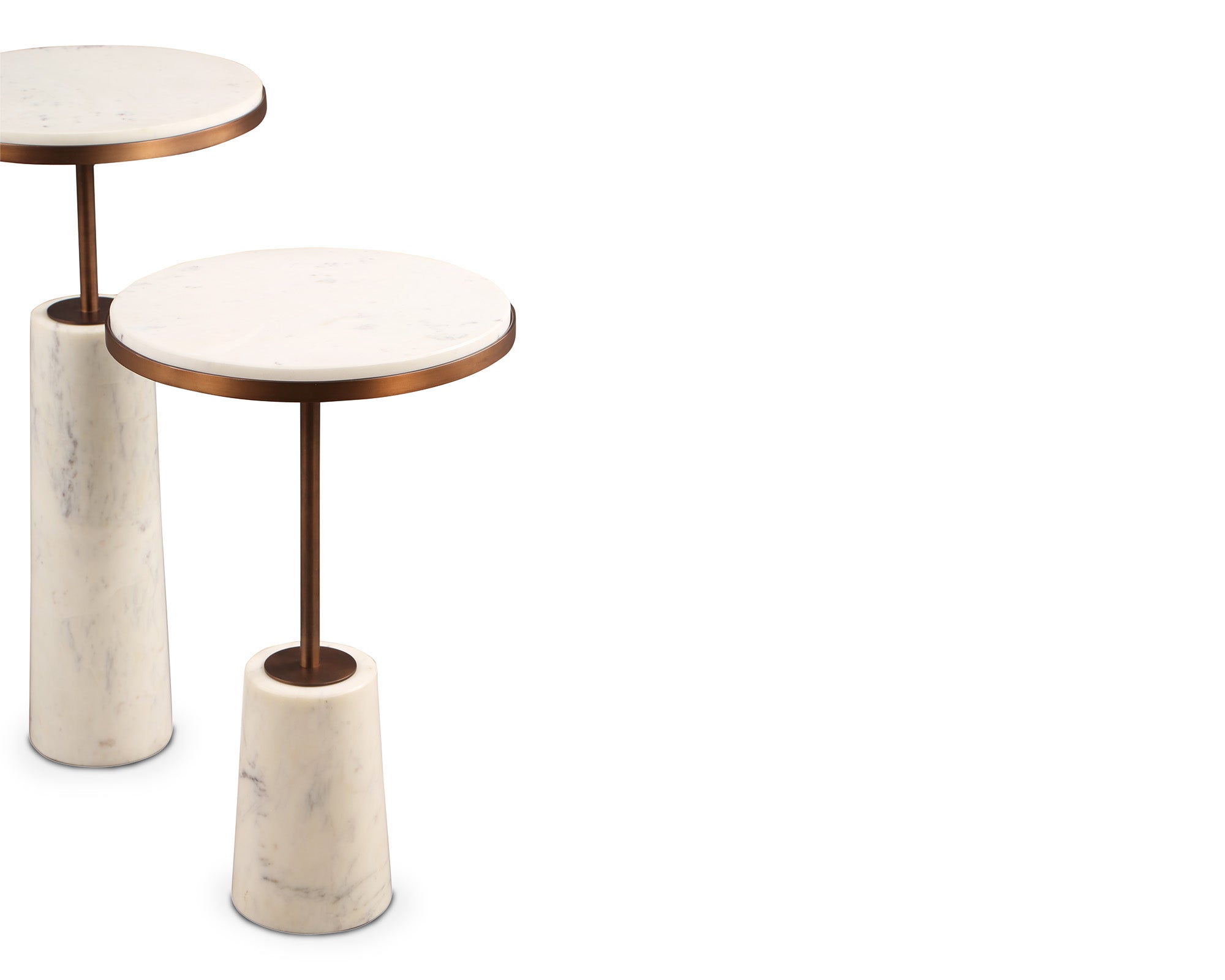 Notto Side Table (set of 2) - White Marble and Bronze