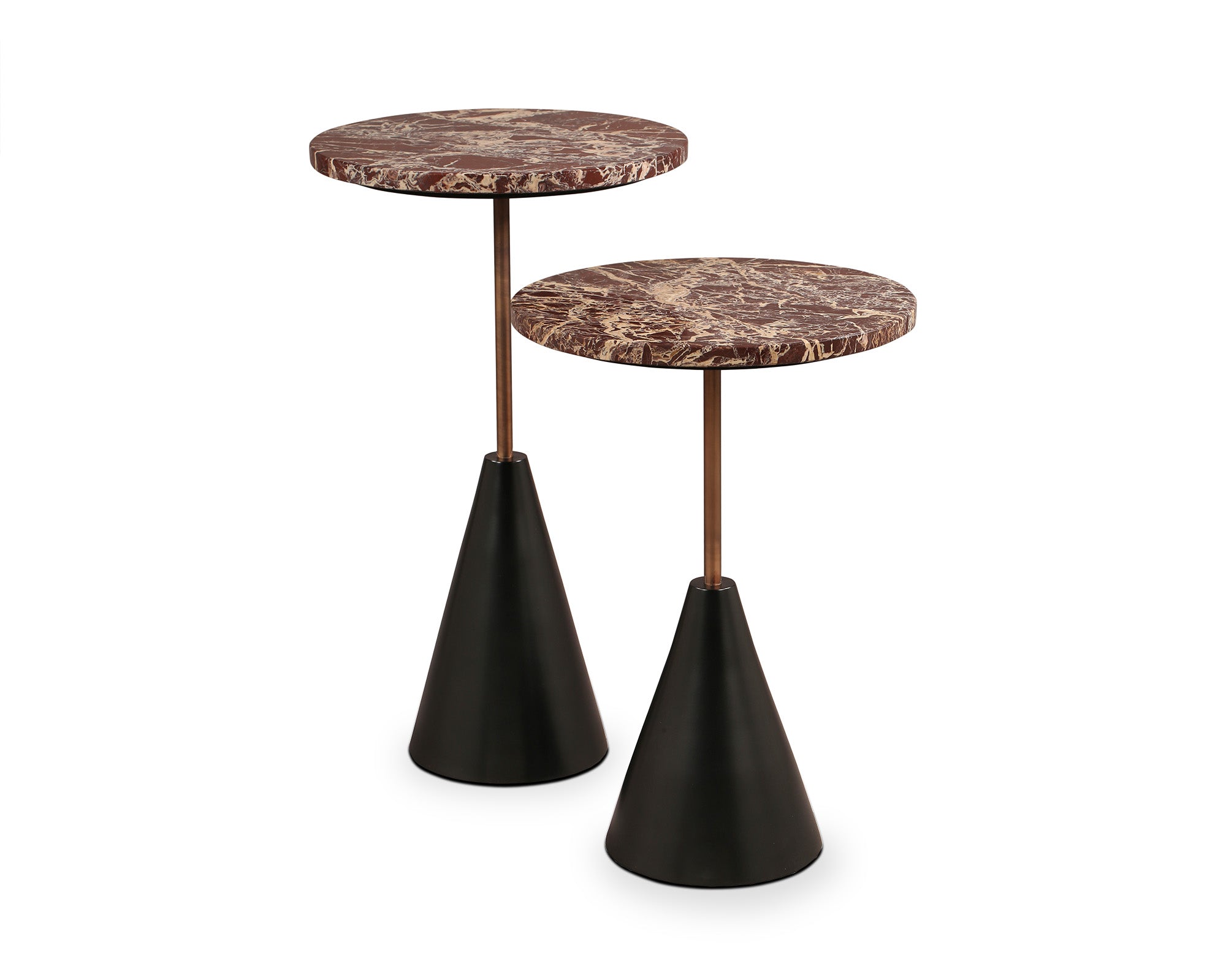 Ethan Side Table (set of 2) - Levante Marble and Antique Bronze