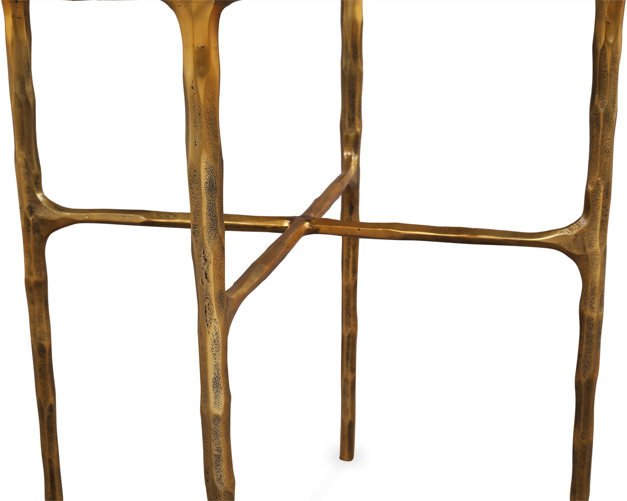 Cobra Side Table - Textured Antique Brass and Glass