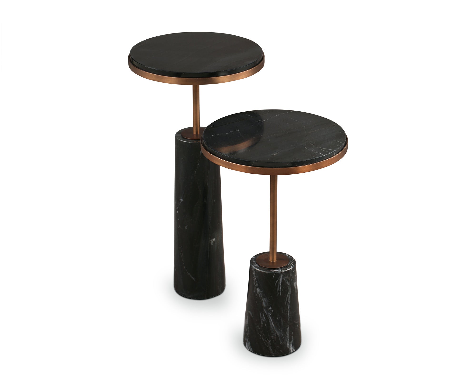 Notto Side Table (set of 2) - Black Marble Bronze
