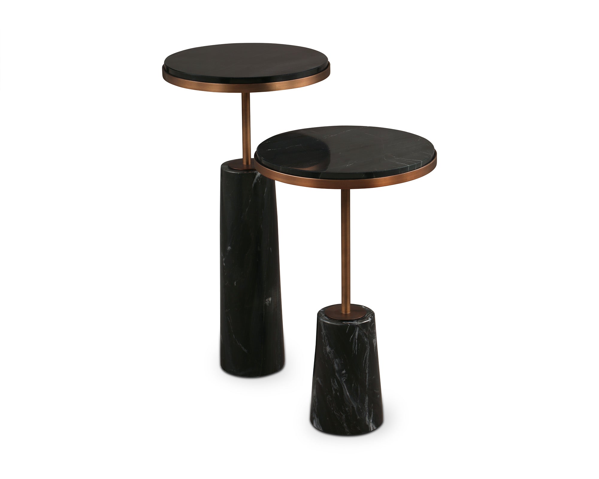 Notto Side Table (set of 2) - Black Marble Bronze