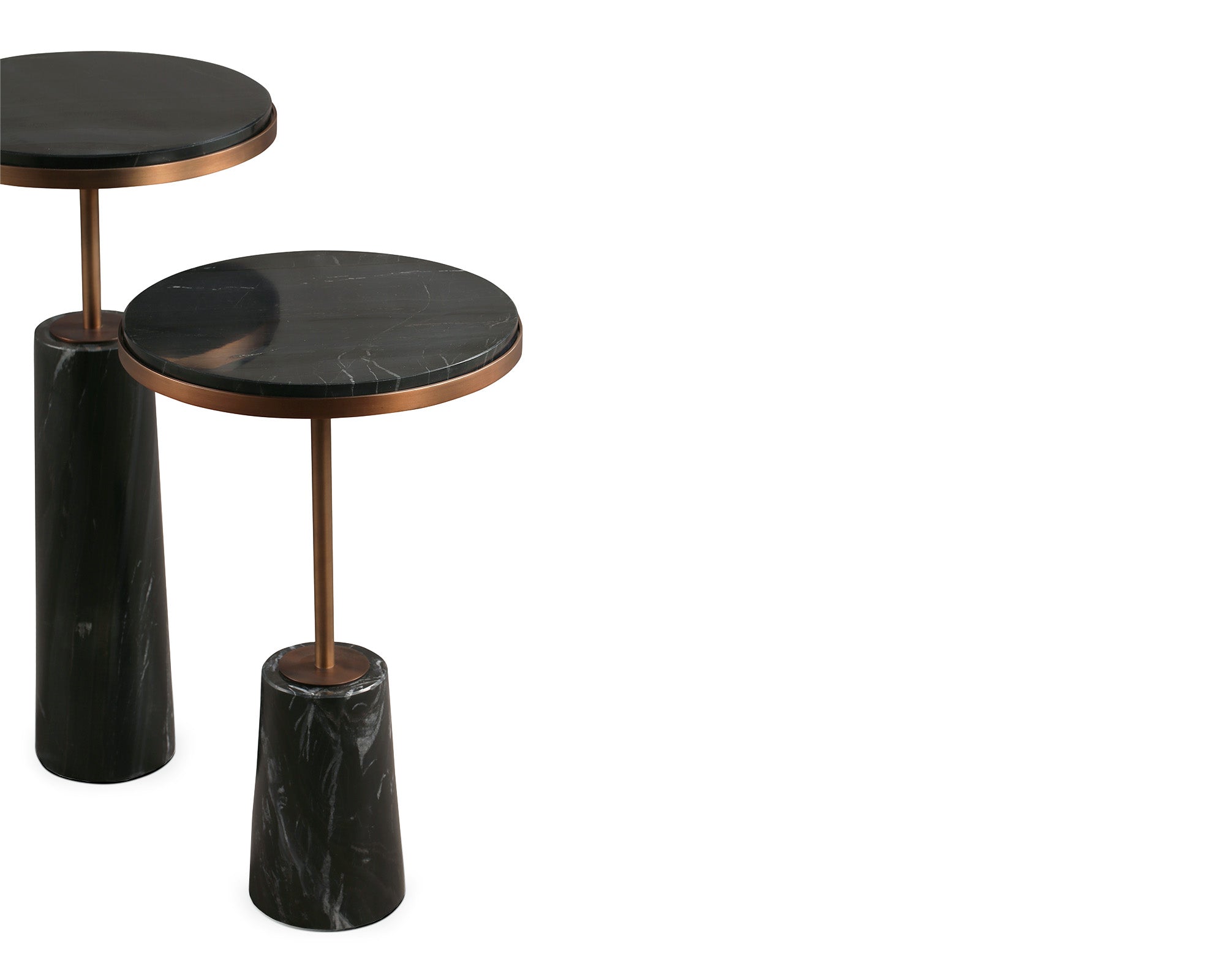 Notto Side Table (set of 2) - Black Marble Bronze