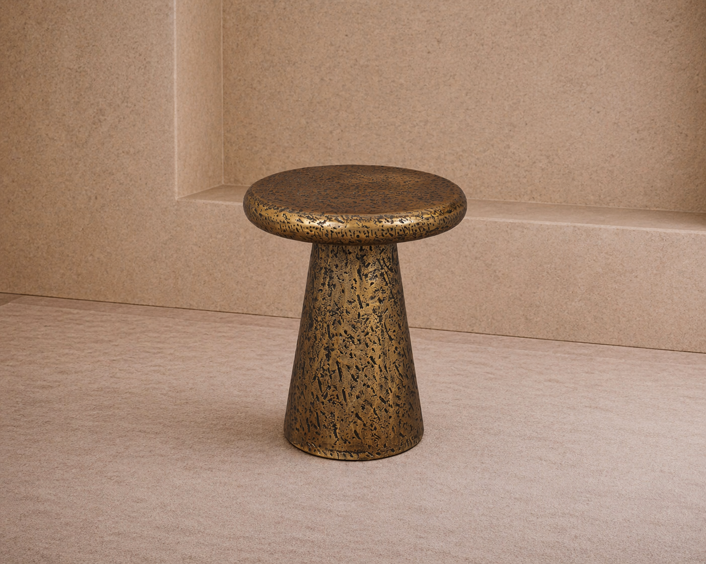 Cotto Side Table - Textured Antique Brass